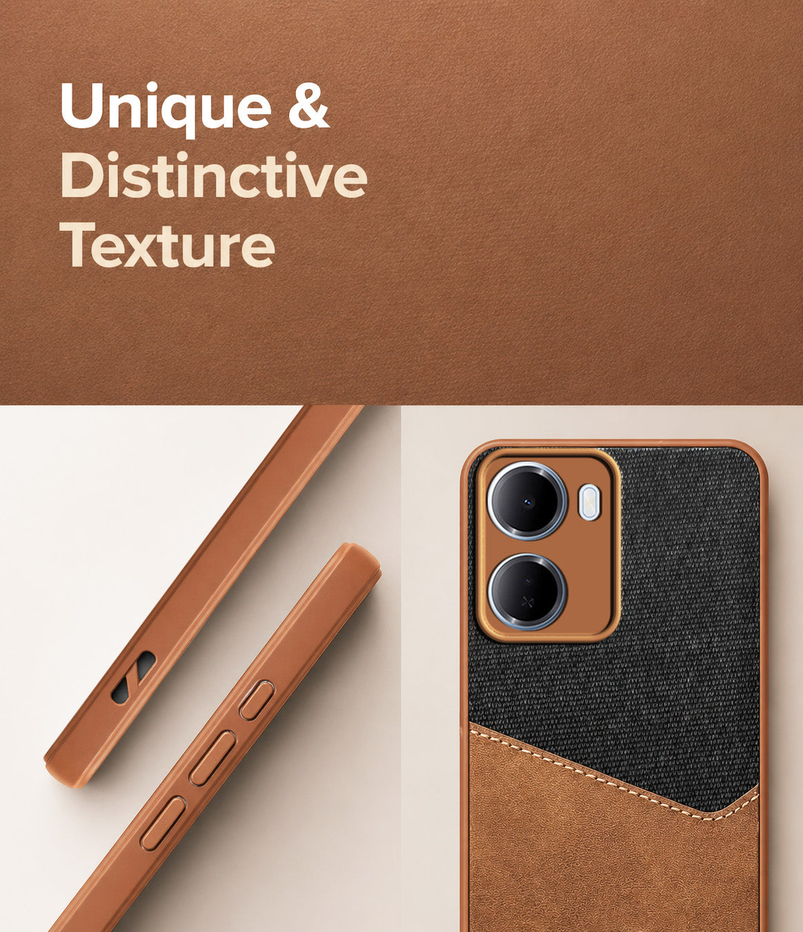 For Redmi 15A 5G Back Cover Case (Dual PU Leather Stitch | Professional Minimalist | Soft and Flexible)