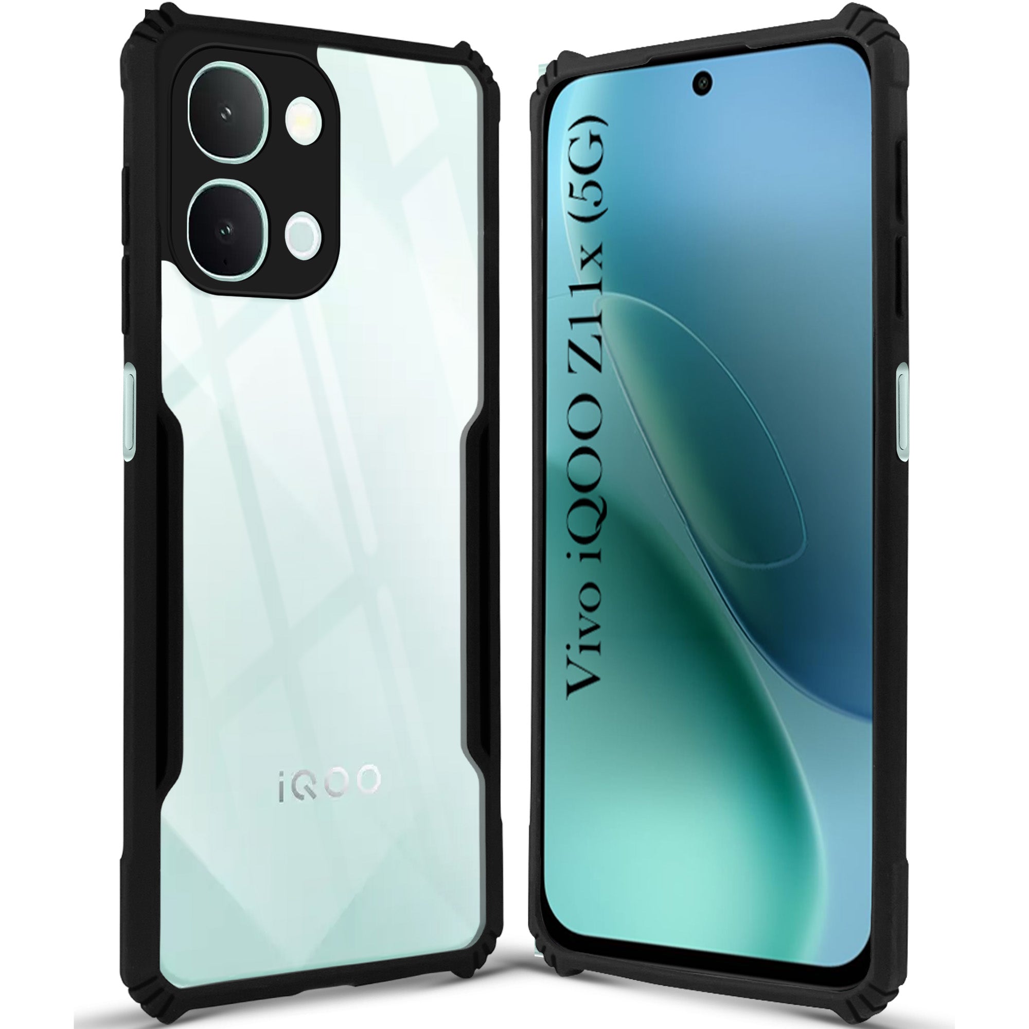 For Vivo iQOO Z11x 5G Back Cover Case Hybrid (Shockproof with Polycarbonate Clear Panel | Professional Black)
