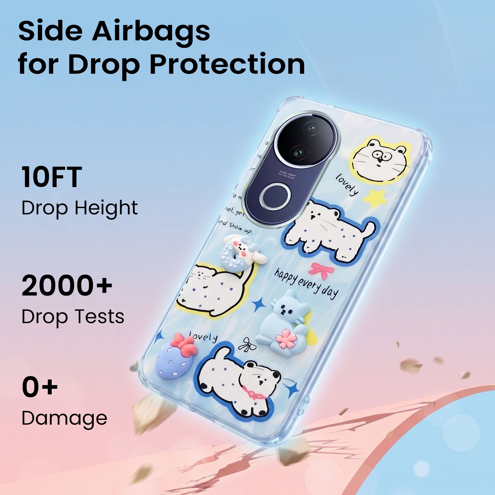 For Vivo T4R Back Cover Case (3D Cute Cartoons | Hard Back Side Soft | Matte Premium Finish | HD Printing)