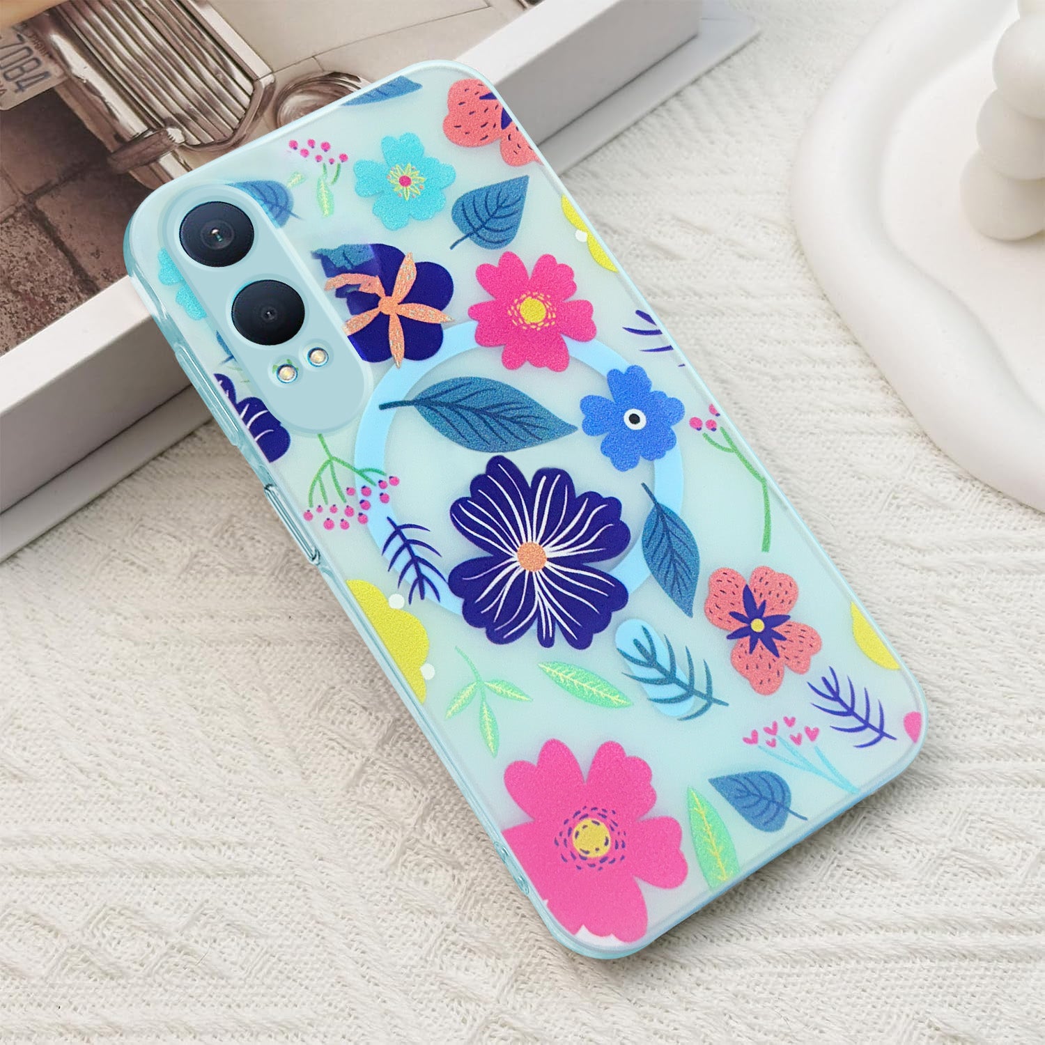 For OnePlus Nord CE 4 Lite Back Cover Case (Cute Floral Design | Flower Print for Girls | MagSafe Compatible Wireless Charging)