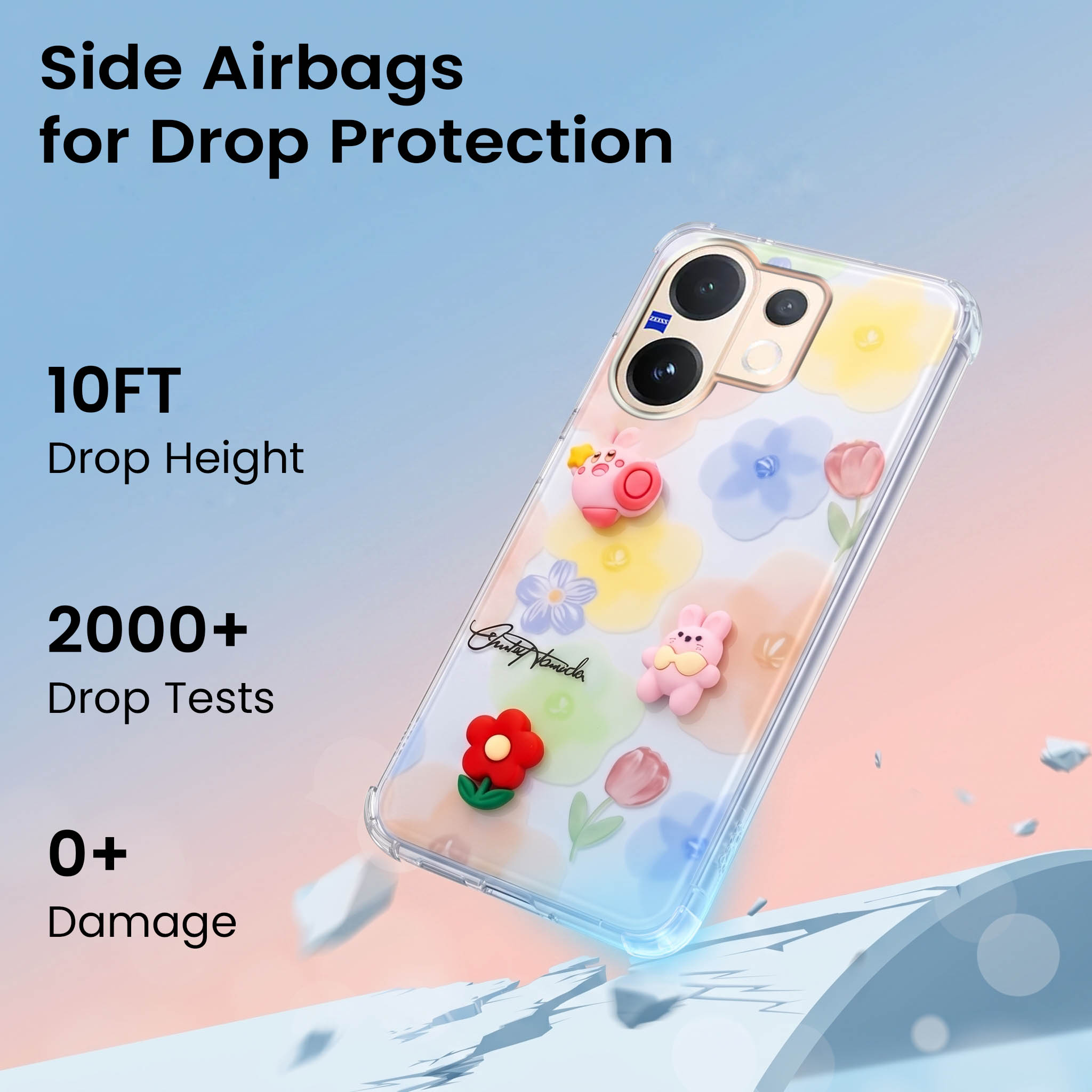 For Vivo V60 | Vivo T4 Pro Back Cover Case (3D Cute Cartoons | Hard Back Side Soft | Matte Premium Finish | HD Printing)