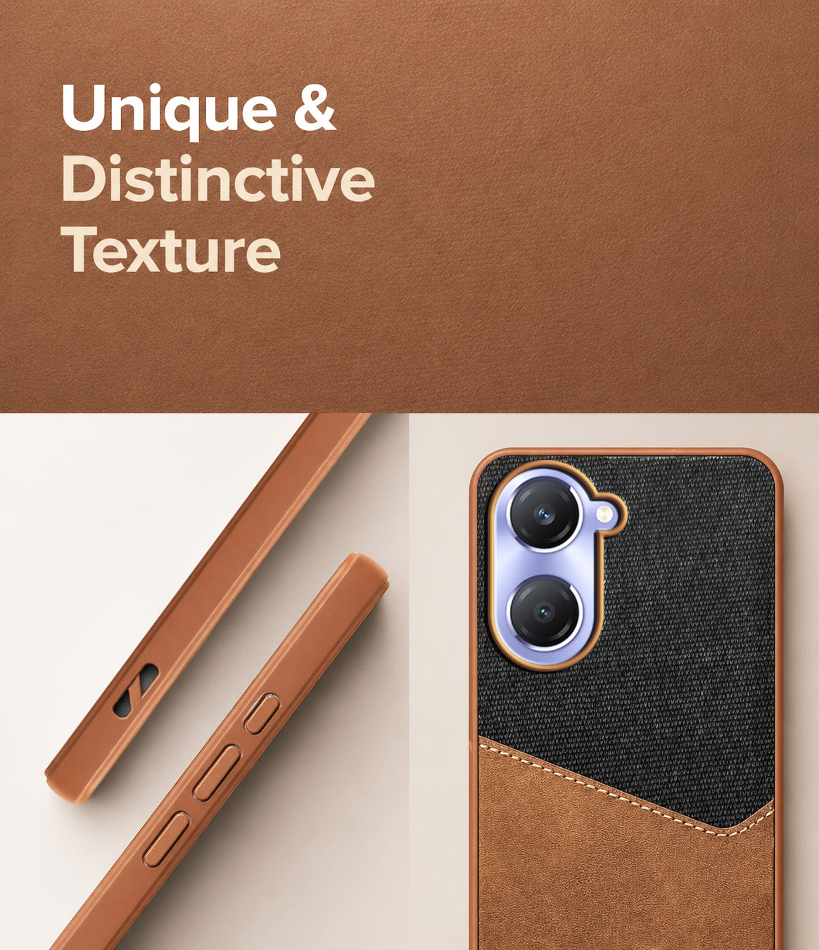For Vivo T3 Lite 5G | Vivo Y28s 5G Back Cover Case (Dual PU Leather Stitch | Professional Minimalist | Soft and Flexible)