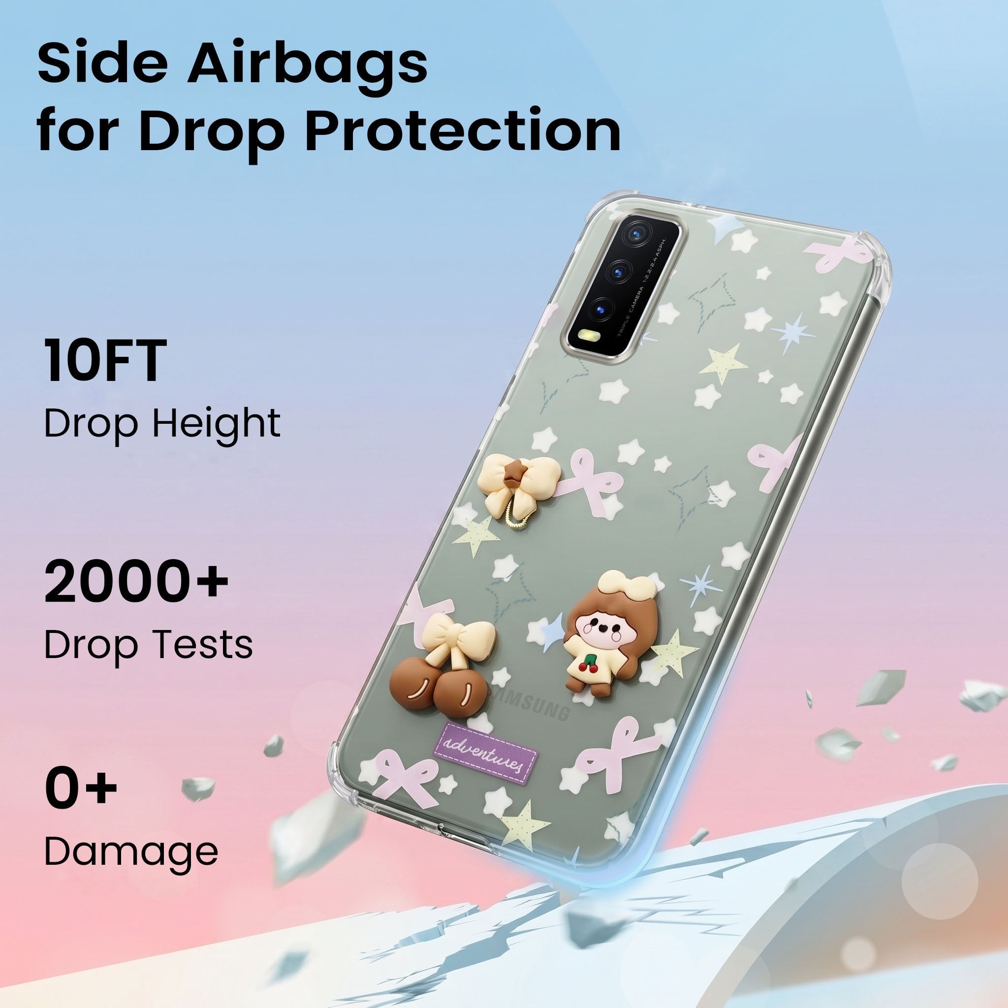 For Vivo Y20A | Y20T | Y20G Back Cover Case (3D Cute Cartoons | Hard Back Side Soft | Matte Premium Finish | HD Printing)