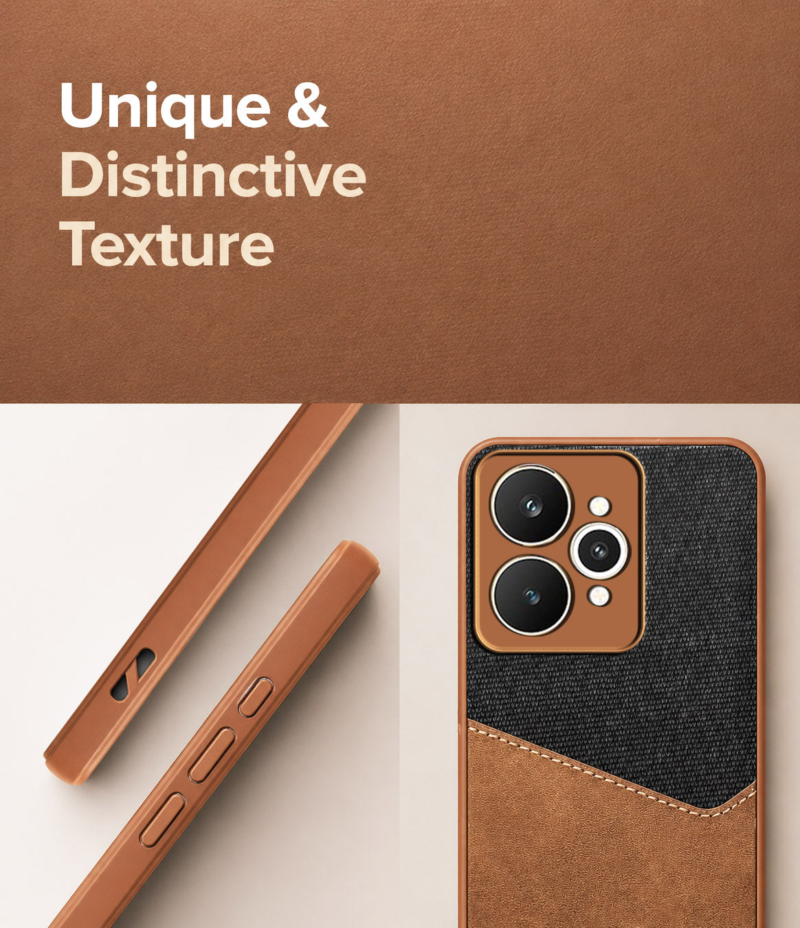 For Realme 15 Back Cover Case (Dual PU Leather Stitch | Professional Minimalist | Soft and Flexible)