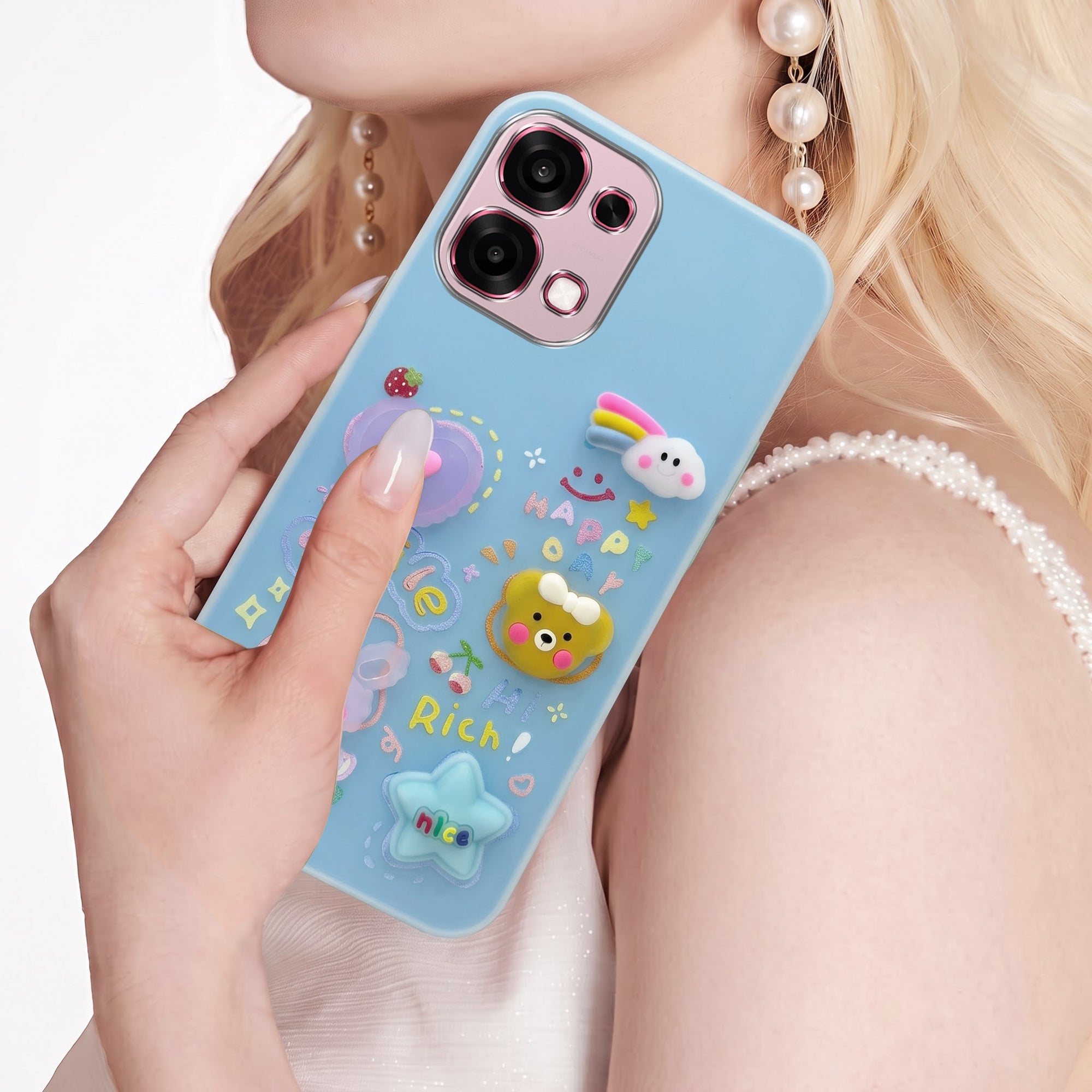 For Oppo F31 5G | Oppo F33 5G Back Cover Case (3D Cute Cartoons | Hard Back Side Soft | Matte Premium Finish | HD Printing)