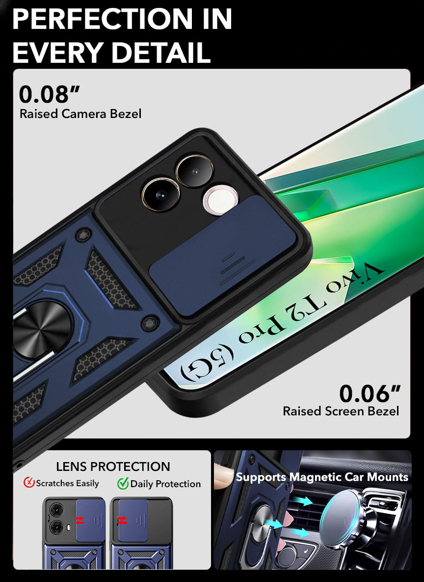 For Vivo T2 Pro Back Cover Case (Hybrid Dual Armor Polycarbonate)