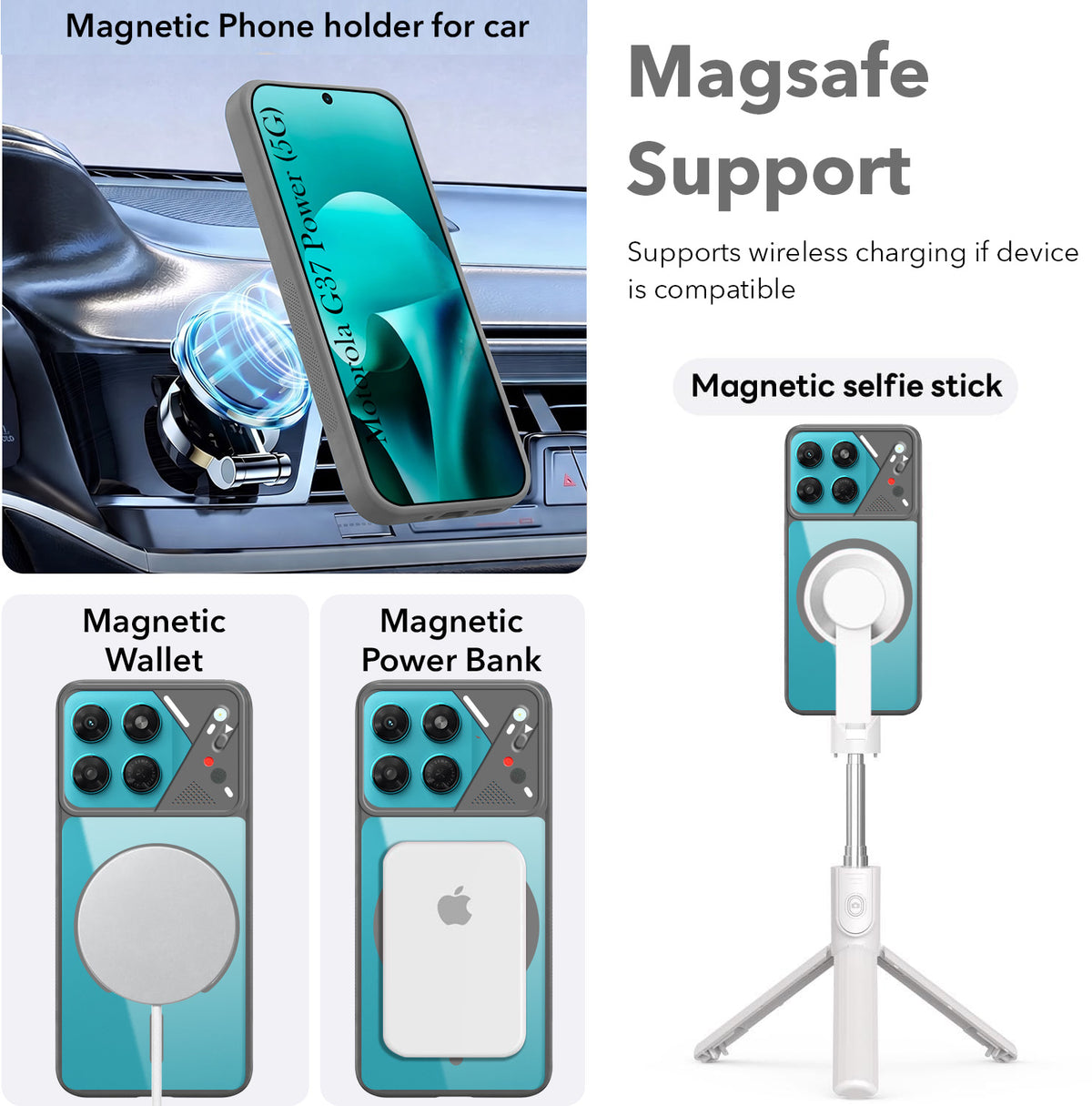 For Motorola Moto G37 Power Back Cover Case Lifetime Anti-Yellow Clear (Camera Protection | Side Grip | Wireless MagSafe Compatible)