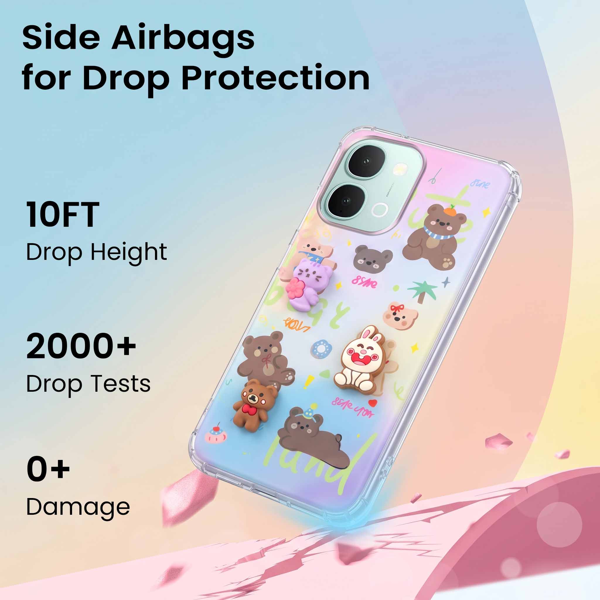 For Vivo iQOO Z11x 5G Back Cover Case (3D Cute Cartoons | Hard Back Side Soft | Matte Premium Finish | HD Printing)