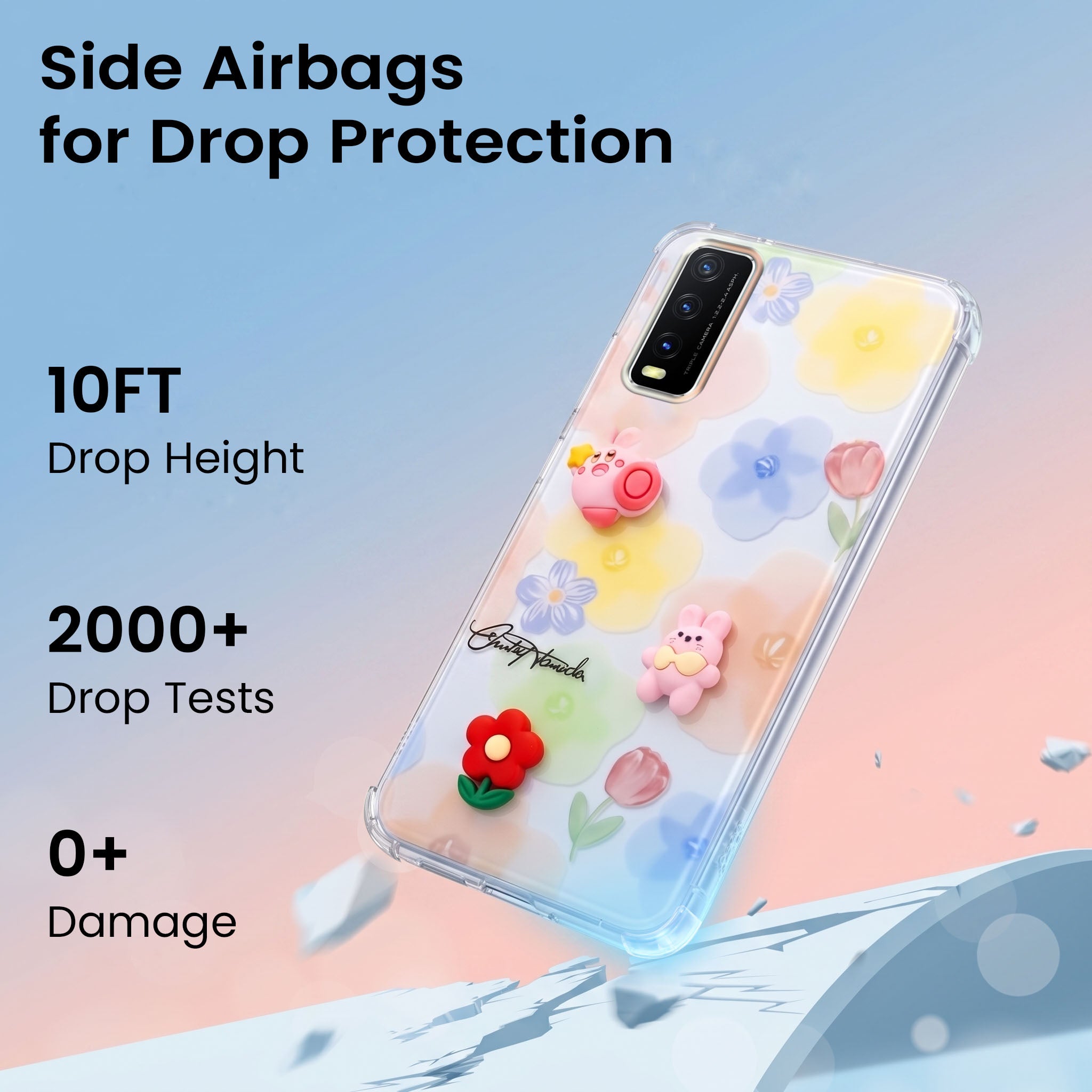 For Vivo Y20 | Y20i Back Cover Case (3D Cute Cartoons | Hard Back Side Soft | Matte Premium Finish | HD Printing)