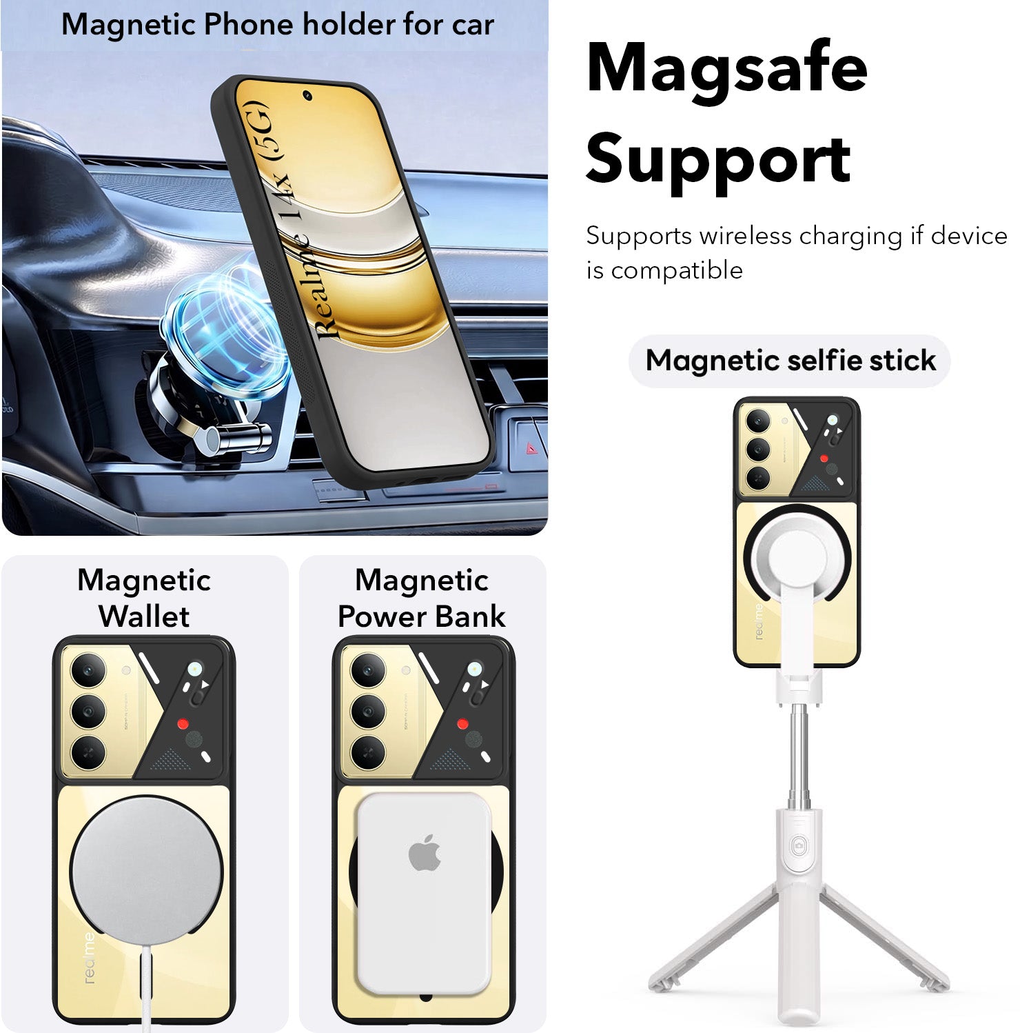 For Realme 14X Back Cover Case Lifetime Anti-Yellow Clear (Camera Protection | Side Grip | Wireless MagSafe Compatible)