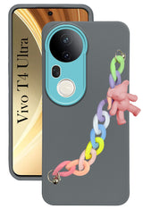 For  Vivo T4 Ultra Back Cover Case (Wrist Hanging Chain | Teddy Bracelet Charms | Dual Color Matte Finish | Full Camera Protection | Sleek and Professional)