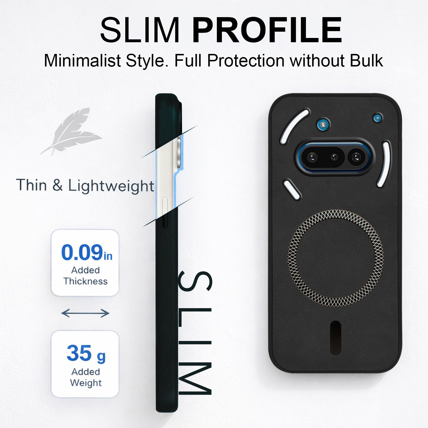 For Nothing Phone 3A 5G Back Cover Case Leather Finish (MagSafe Compatible Wireless Charging | Soft Touch | Camera Bump Protection)