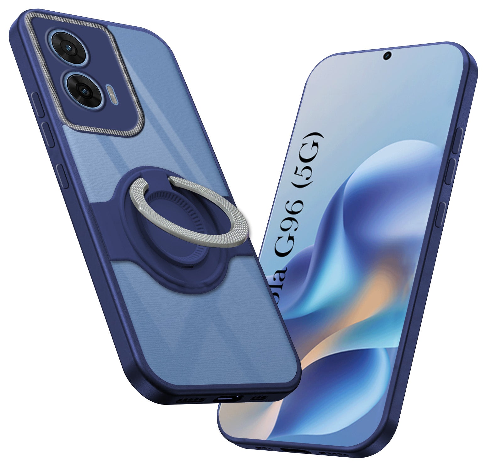 For Motorola Moto G96 Back Cover Case with stand (Built-in Ring Holder Kickstand | Lifetime Anti Yellow | Camera Protection)