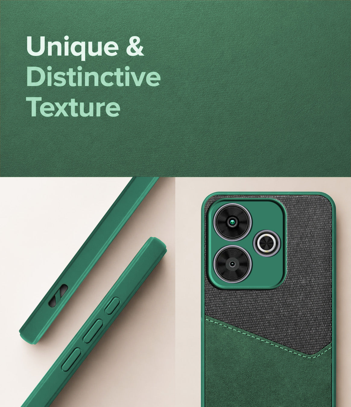 For Poco M6 Plus 5G Back Cover Case (Dual PU Leather Stitch | Professional Minimalist | Soft and Flexible)