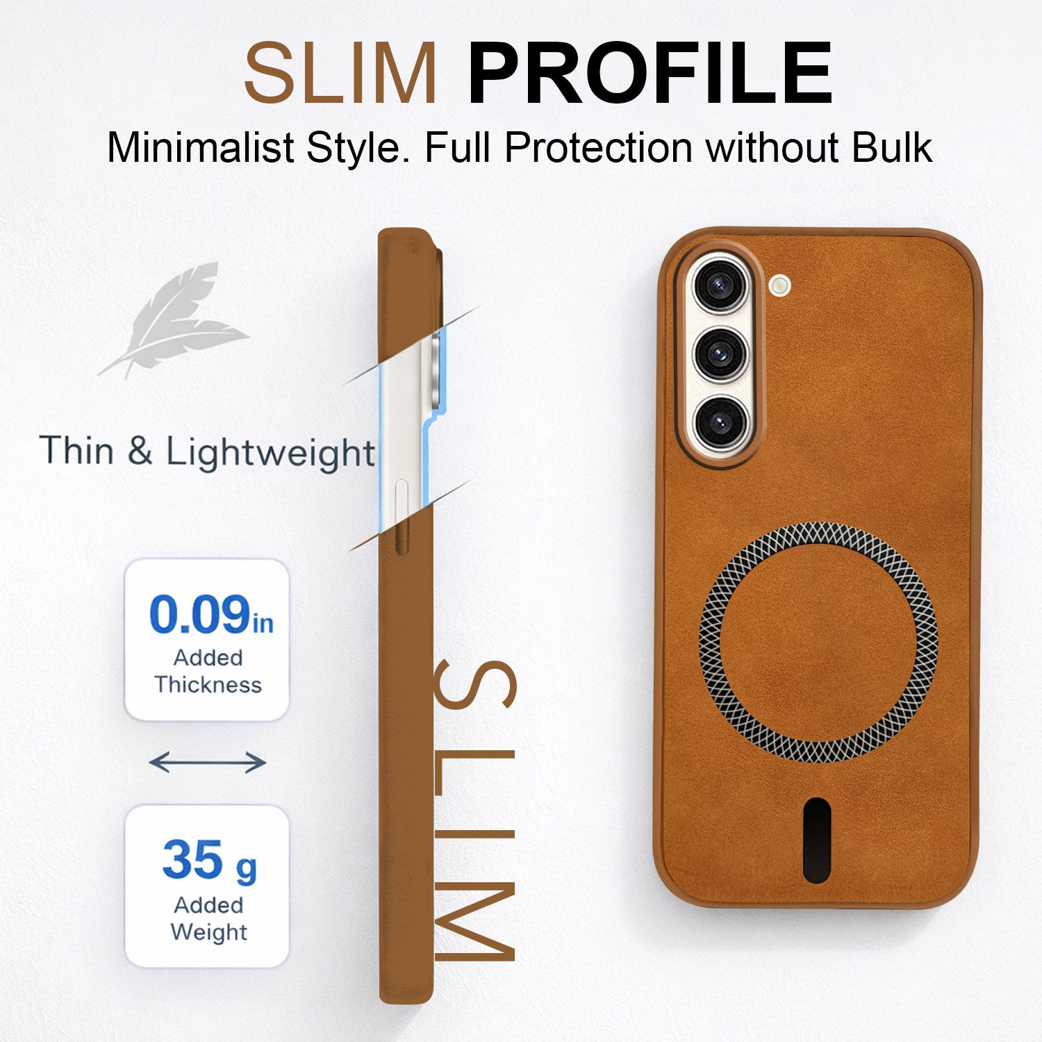 For Samsung Galaxy S23 Plus 5G Back Cover Case Leather Finish (MagSafe Compatible Wireless Charging | Soft Touch | Camera Bump Protection)