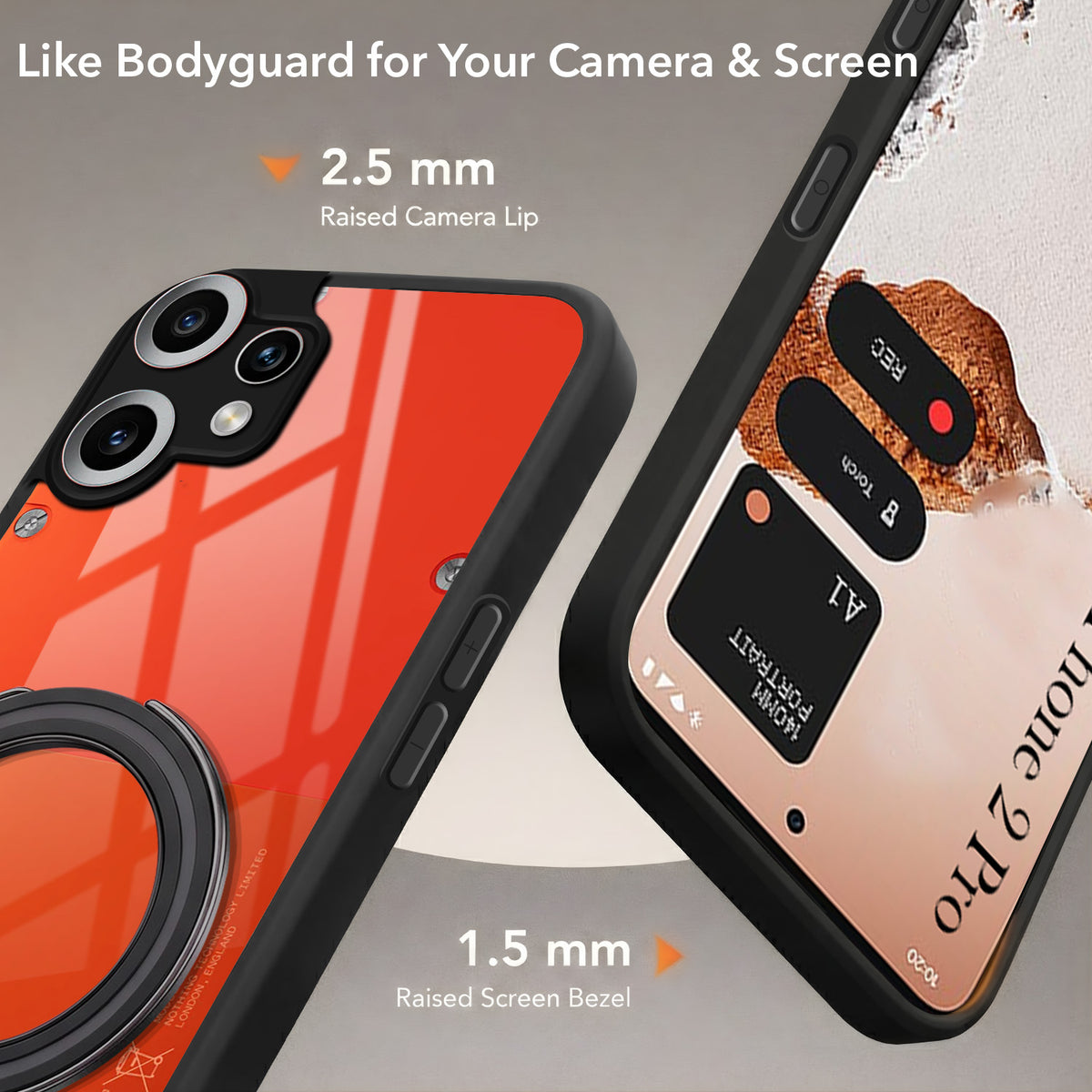 For Nothing CMF Phone 2 Pro Back Cover Case (Kick Stand Ring Holder | Life time Anti Yellow | Camera Protection)