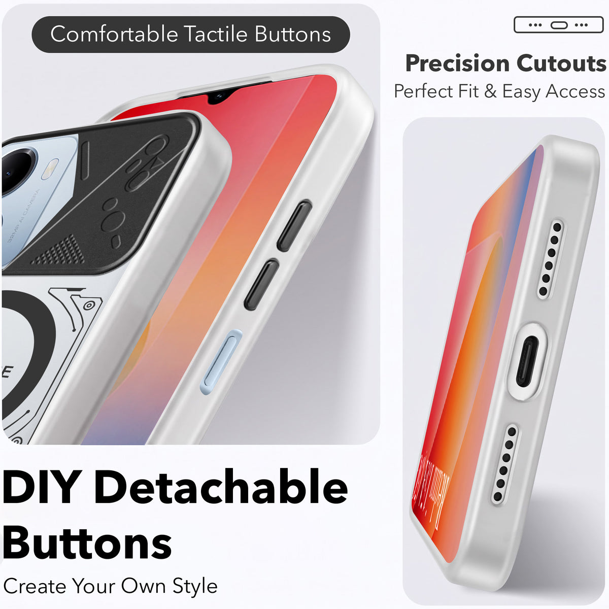 For Redmi 15A 5G Metallic Back Cover Case (Metallic Camera Protection & Buttons | Translucent Milky Shade | Hard Polycarbonate)