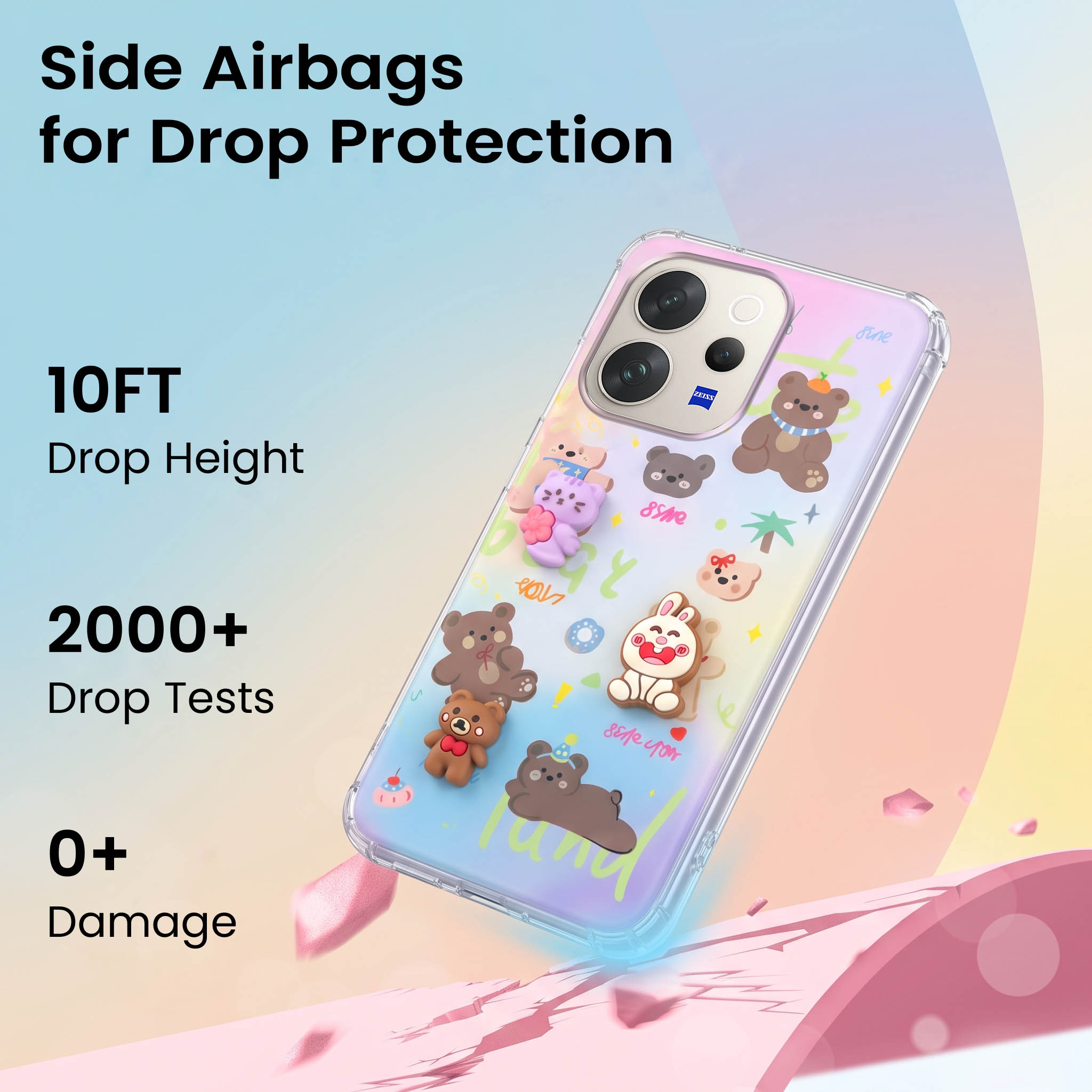 For Vivo V70 | Vivo V70 Elite 5G Back Cover Case (3D Cute Cartoons | Hard Back Side Soft | Matte Premium Finish | HD Printing)