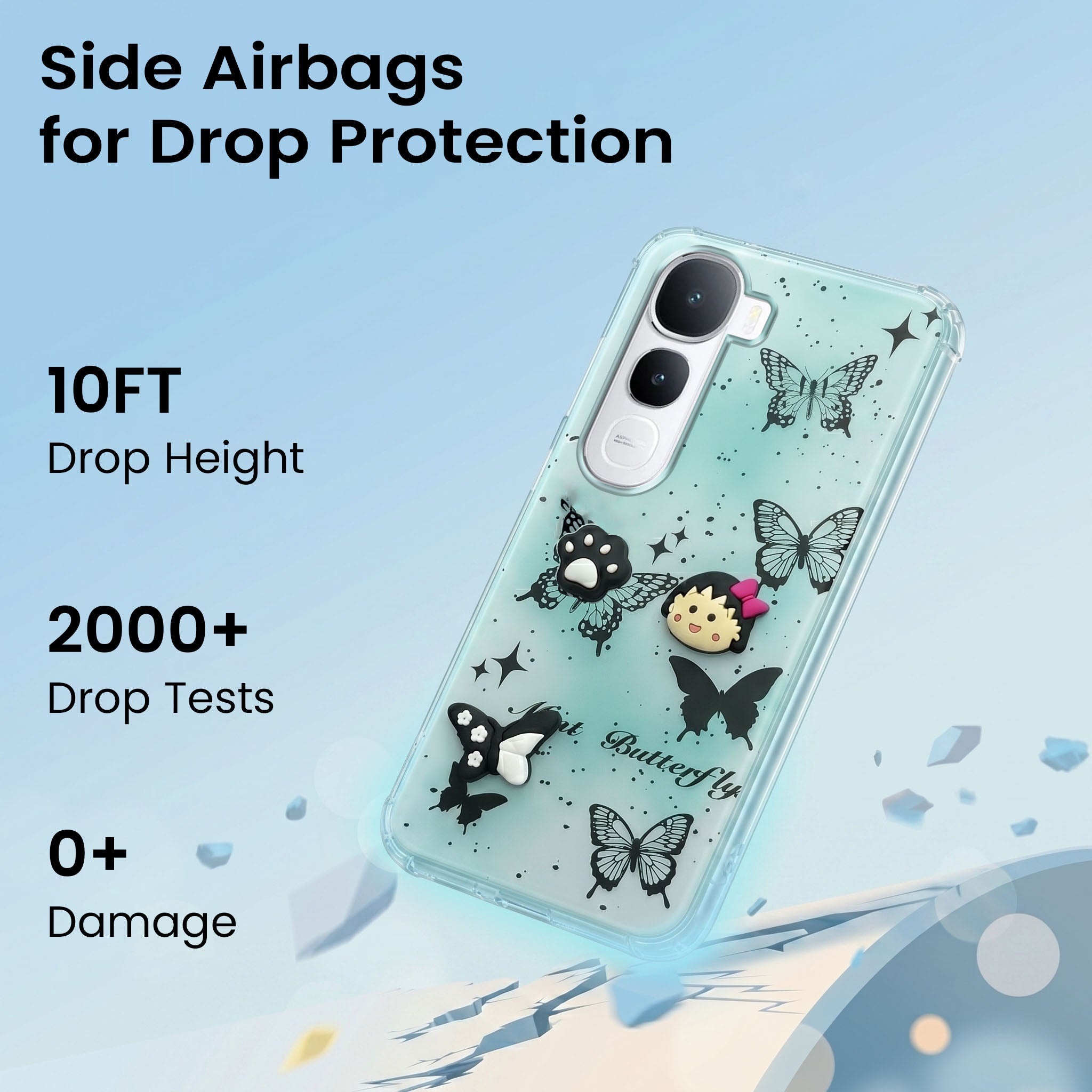 For Vivo Y400 Back Cover Case (3D Cute Cartoons | Hard Back Side Soft | Matte Premium Finish | HD Printing)