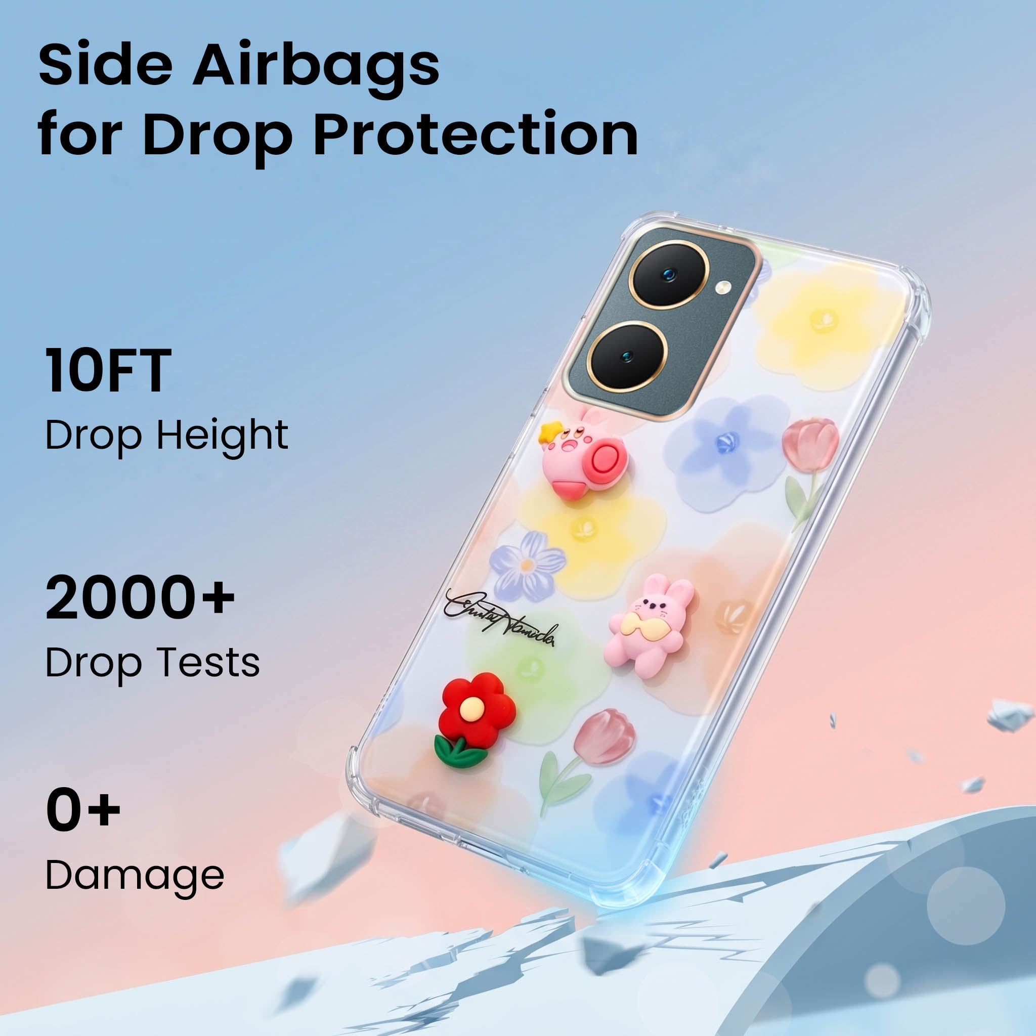 For Vivo Y18 | Y18e | Y03 | Y18i | Y18t Back Cover Case (3D Cute Cartoons | Hard Back Side Soft | Matte Premium Finish | HD Printing)