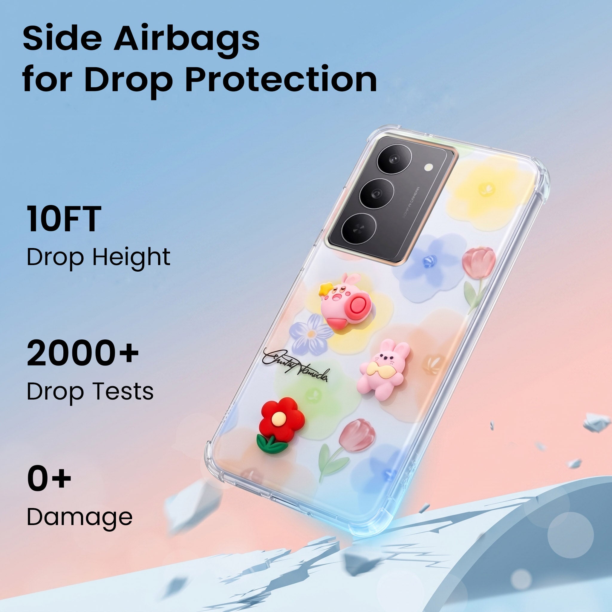 For Realme 14X Back Cover Case (3D Cute Cartoons | Hard Back Side Soft | Matte Premium Finish | HD Printing)