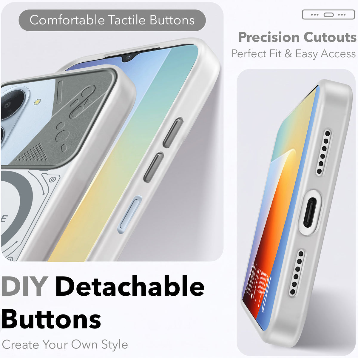 For Redmi A7 4G Metallic Back Cover Case (Metallic Camera Protection & Buttons | Translucent Milky Shade | Hard Polycarbonate)
