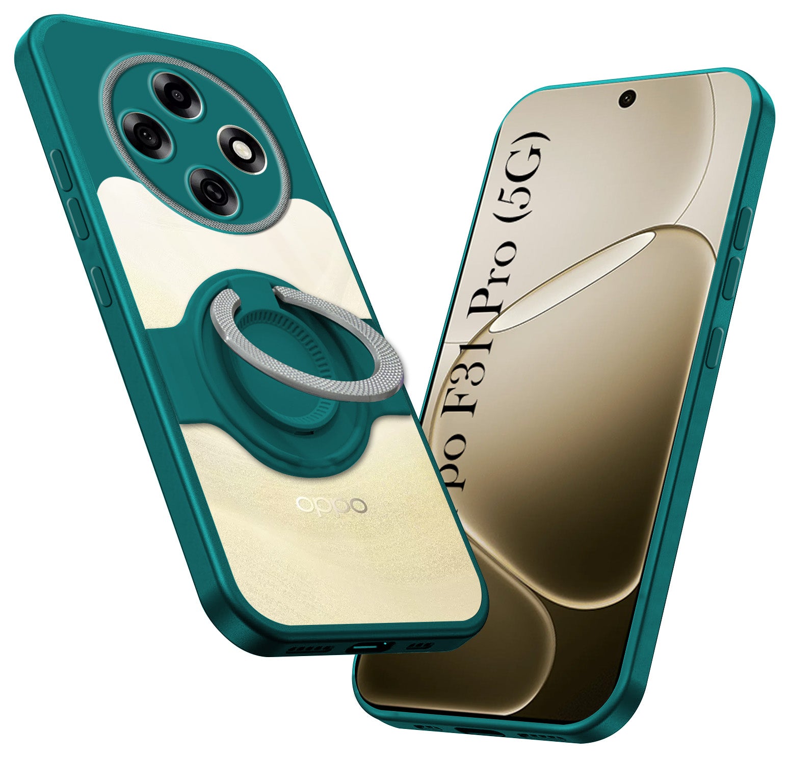 For Oppo F31 Pro Back Cover Case with stand (Built-in Ring Holder Kickstand | Lifetime Anti Yellow | Camera Protection)
