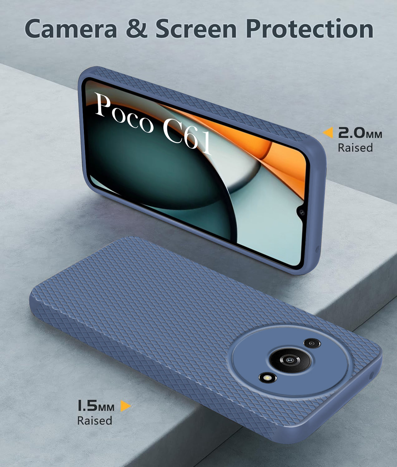 For Xiaomi Poco C61 Back Cover Case (Liquid Silicone | Side Grip | Camera Protection)