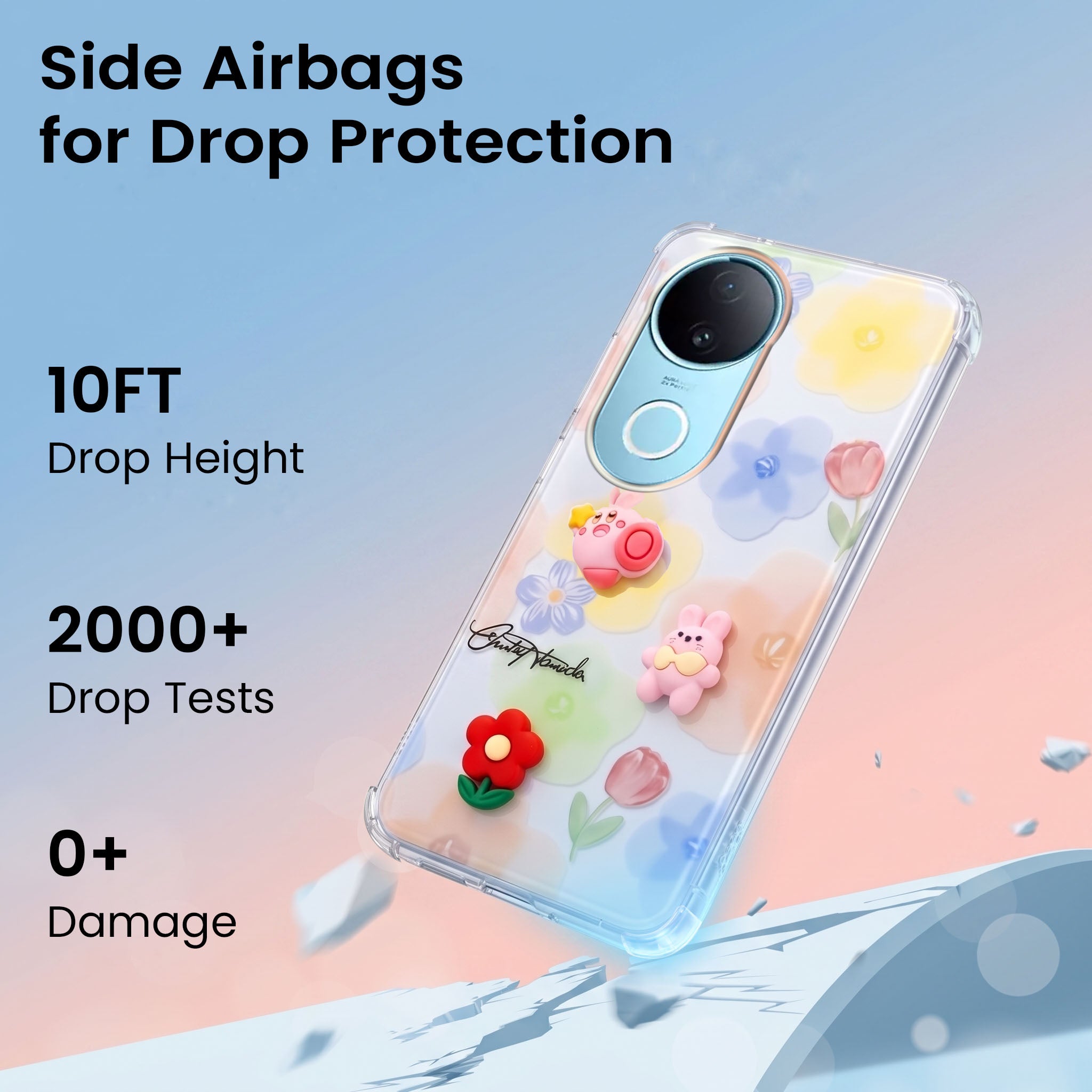 For Vivo iQOO Z10R Back Cover Case (3D Cute Cartoons | Hard Back Side Soft | Matte Premium Finish | HD Printing)