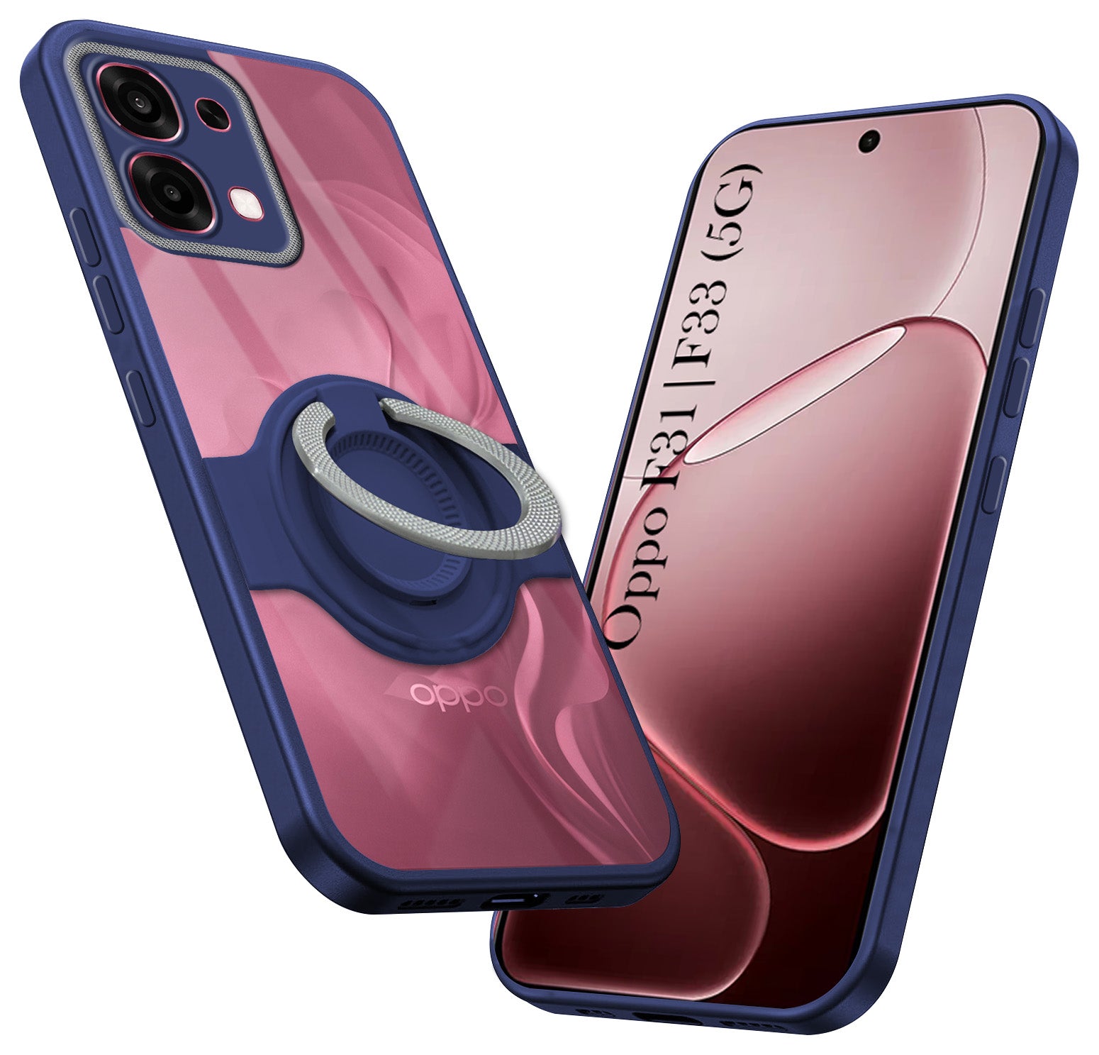 For Oppo F31 5G | Oppo F33 5G Back Cover Case with stand (Built-in Ring Holder Kickstand | Lifetime Anti Yellow | Camera Protection)