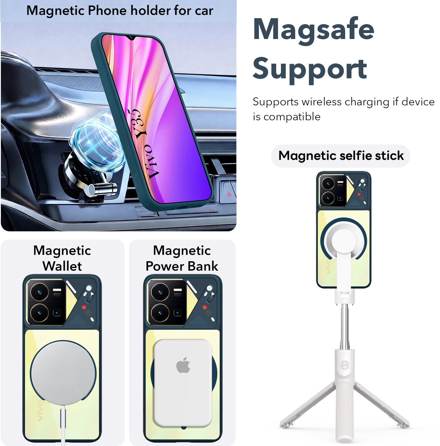 For Vivo Y35 Back Cover Case Lifetime Anti-Yellow Clear (Camera Protection | Side Grip | Wireless MagSafe Compatible)