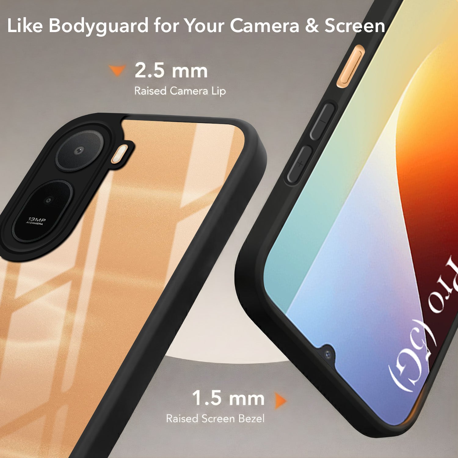 For Redmi A7 Pro 5G Back Cover Case (Built-in Stand | Lifetime Anti Yellow | Kickstand Shockproof | Camera Protection | MagSafe Compatible)