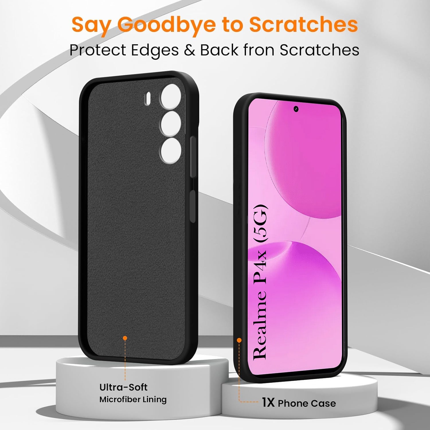 For Realme P4x Back Cover Case Rubberised (Textured Grip Design | Micro-Fiber Cloth Inside | Slim and Light Weight | Soft Touch and Feel)