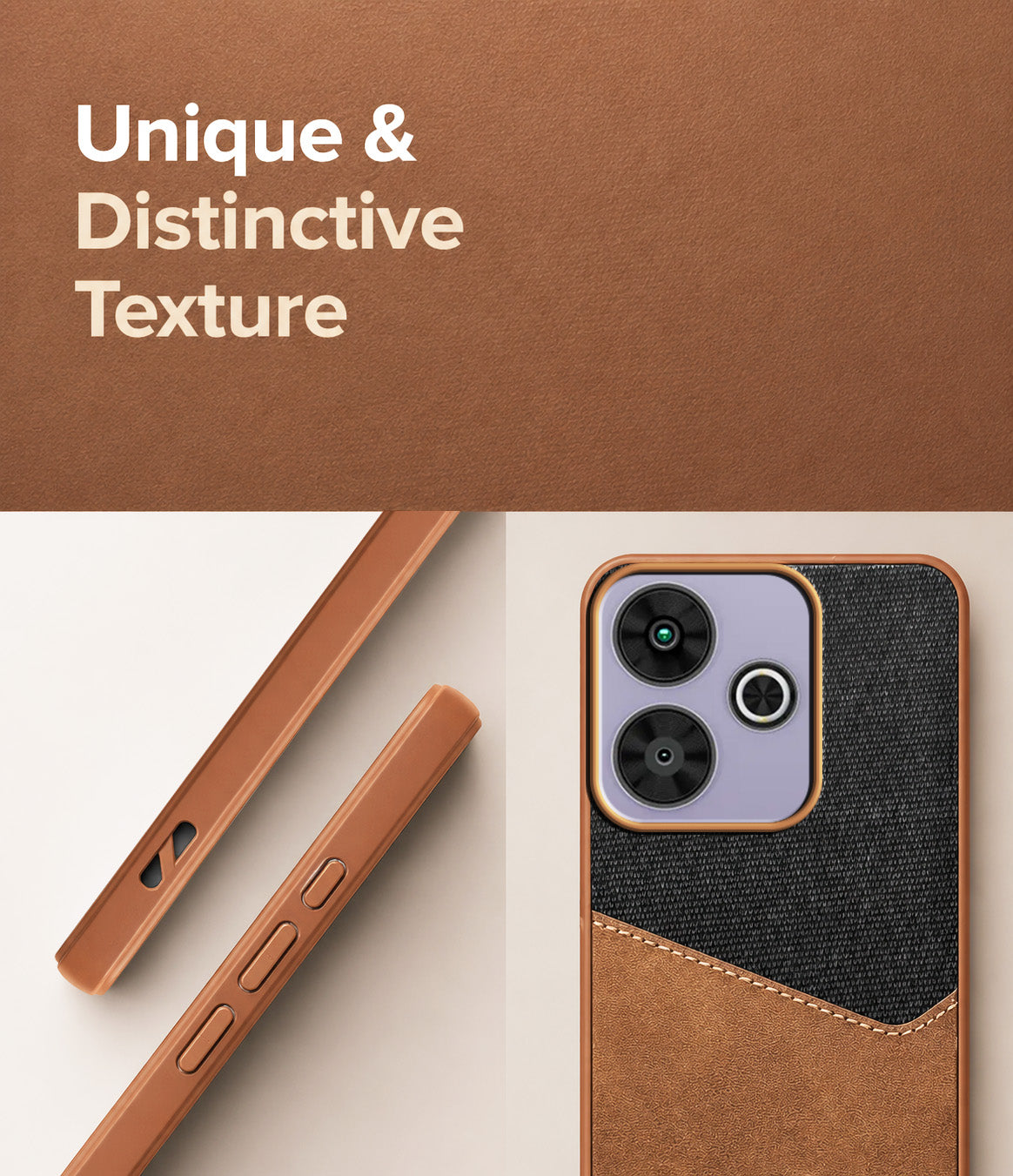 For Poco M6 Plus 5G Back Cover Case (Dual PU Leather Stitch | Professional Minimalist | Soft and Flexible)