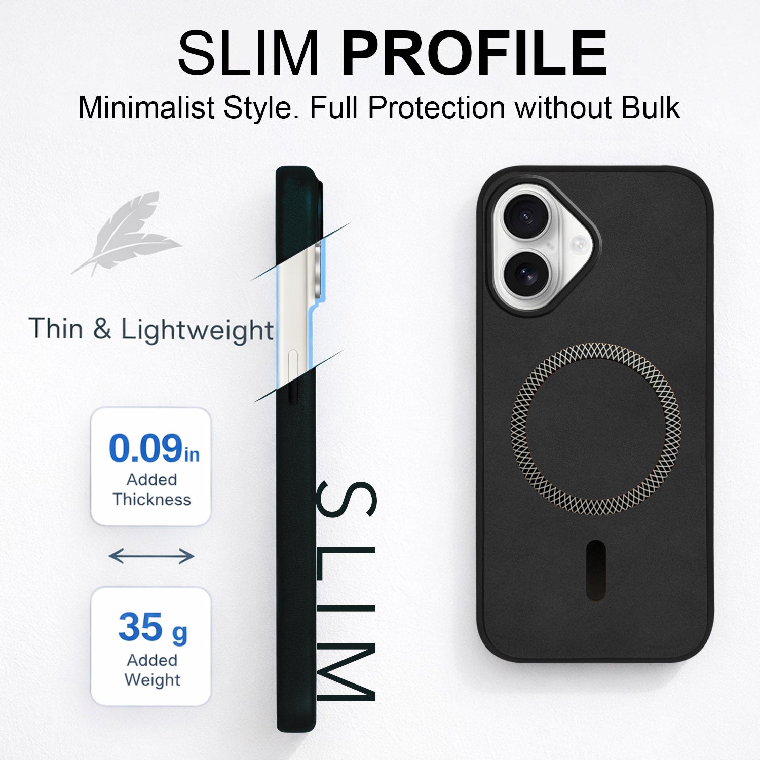 For Apple iPhone 16 Back Cover Case (Sleek Leather Finish | MagSafe Compatible Wireless Charging | Camera Bump Protection)