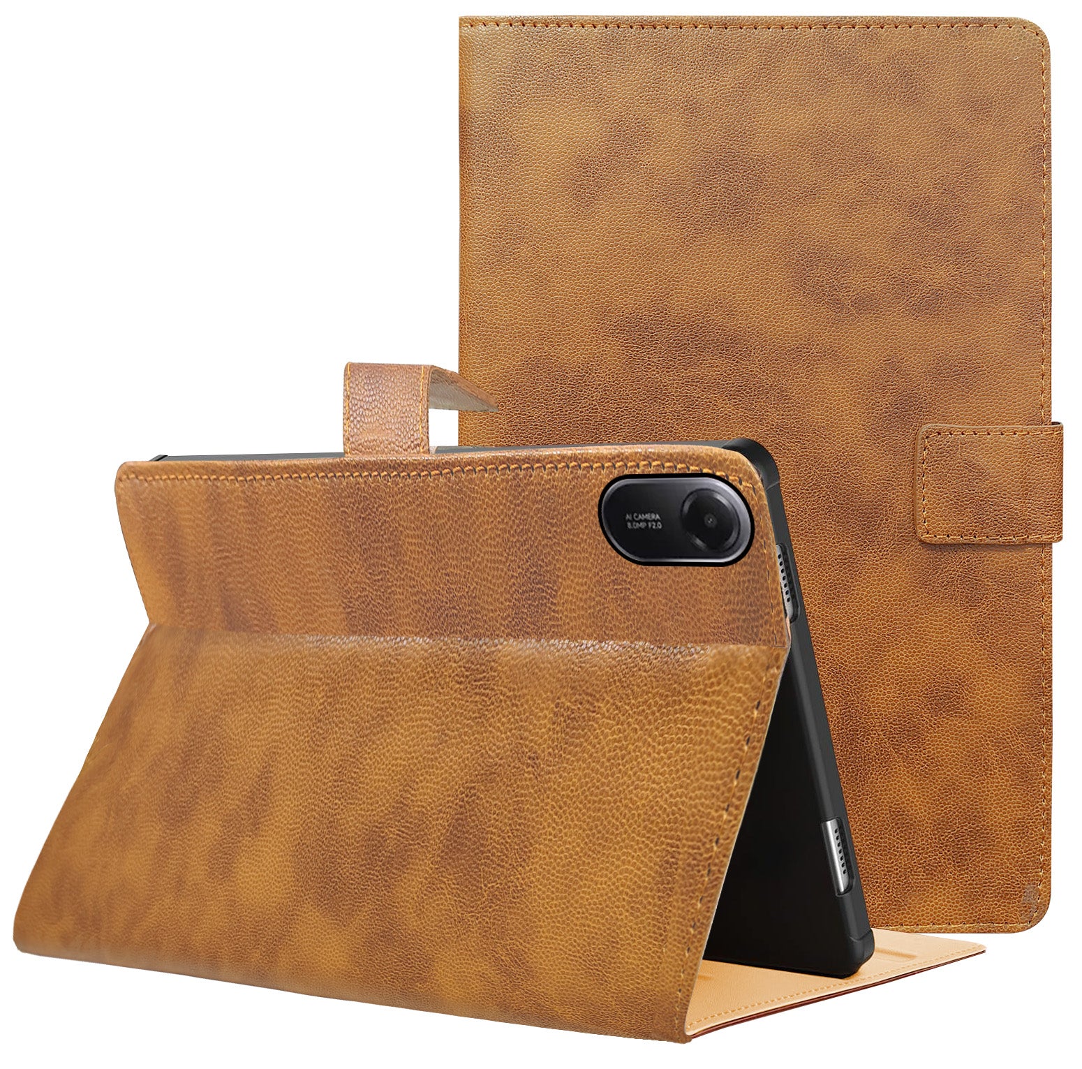 For Redmi Pad 2 11 Inch Flip Cover Folio Cover 25040RP0AG/RP0AI (PU Leather | Multi-Angle Smart Stand | Card Storage Slots | Silicone Back Pouch)