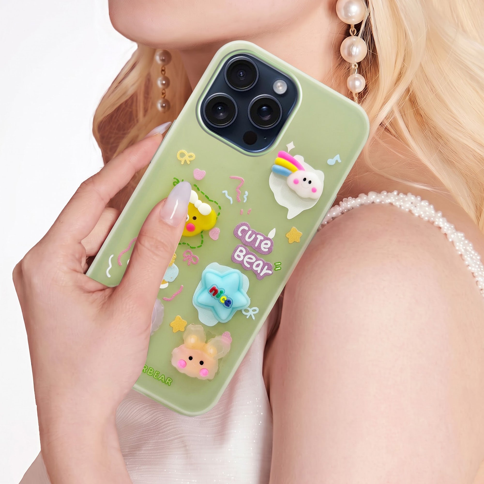 For Apple iPhone 15 Pro Max Back Cover Case (3D Cute Cartoons | Hard Back Side Soft | Matte Premium Finish | HD Printing)