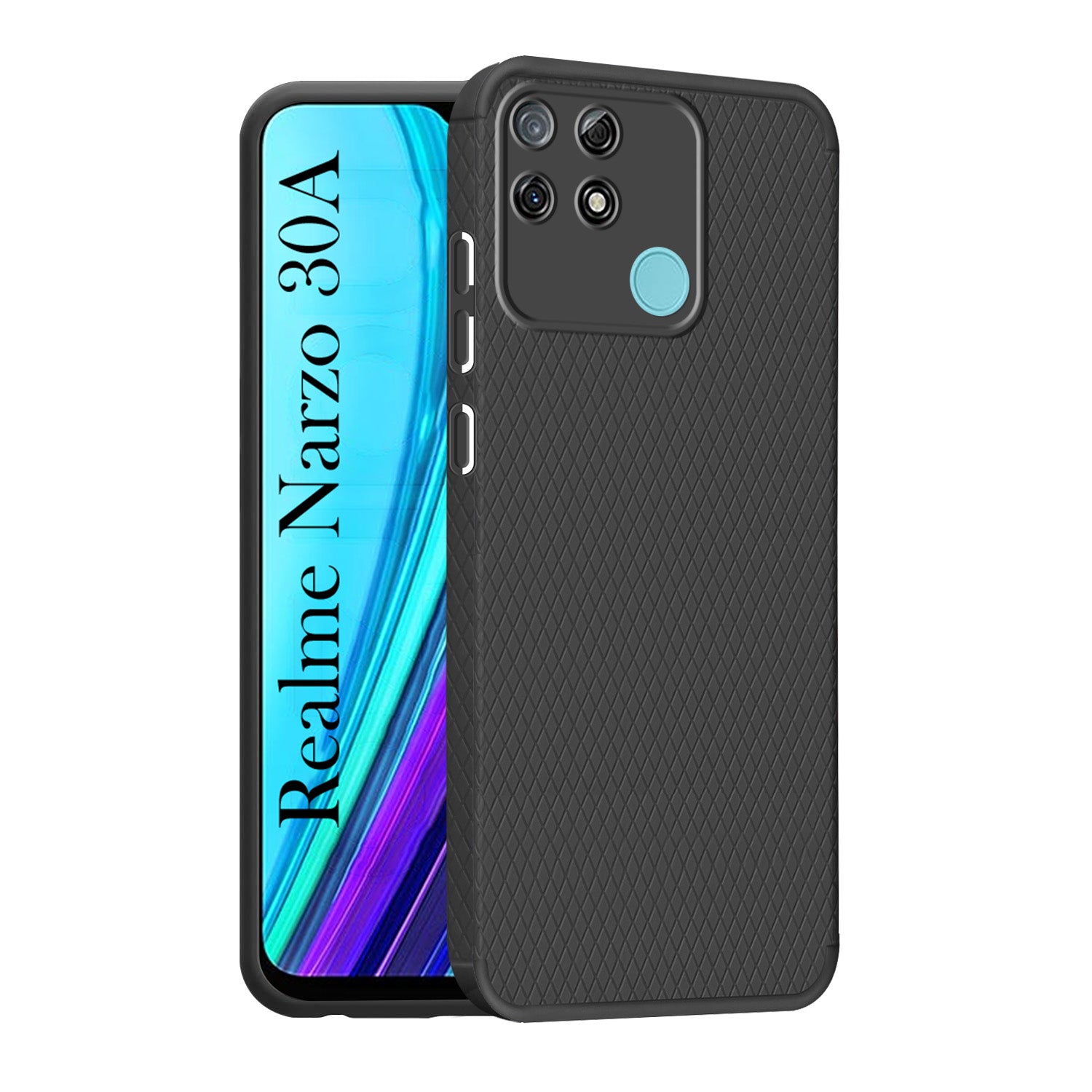For Realme Narzo 30A Back Cover Case Liquid Silicone (Camera Protection | Side Grip Texture | Soft and Flexible)