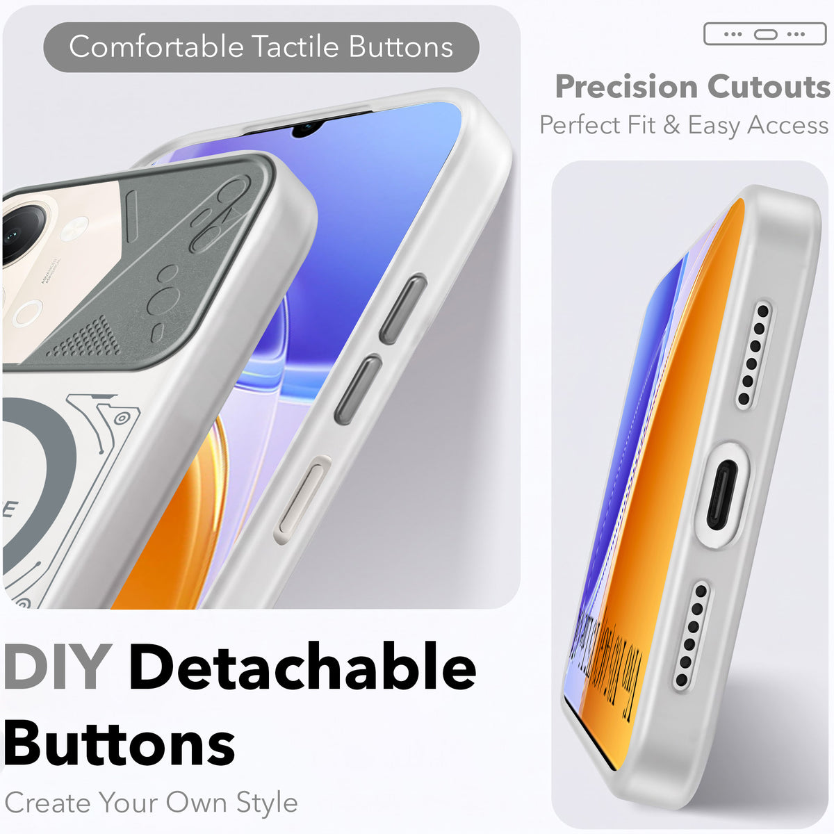 For Vivo Y05 4G | Vivo T5 Lite 5G Metallic Back Cover Case (Metallic Camera Protection & Buttons | Translucent Milky Shade | Hard Polycarbonate)