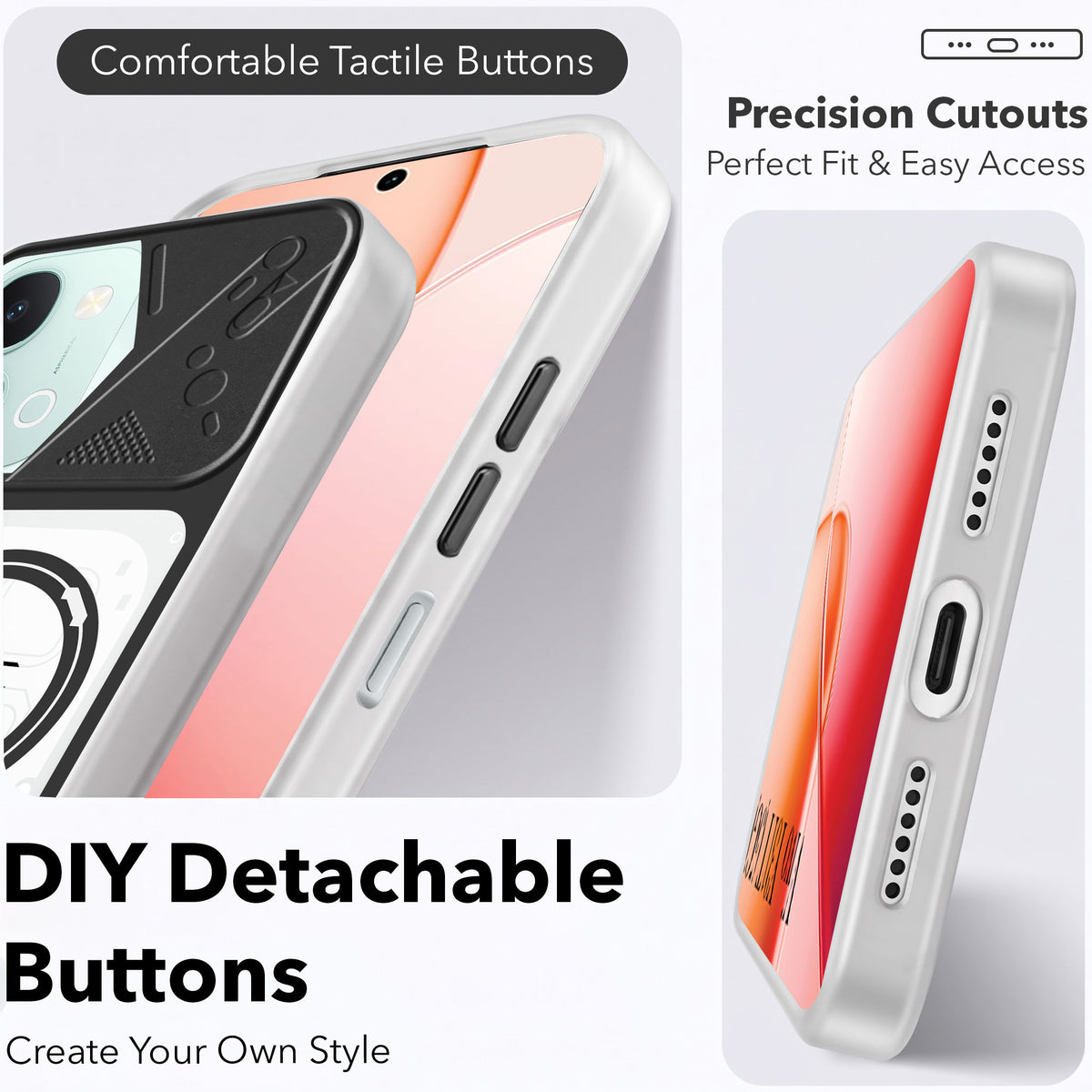 For Vivo Y31T 5G Metallic Back Cover Case (Metallic Camera Protection & Buttons | Translucent Milky Shade | Hard Polycarbonate)