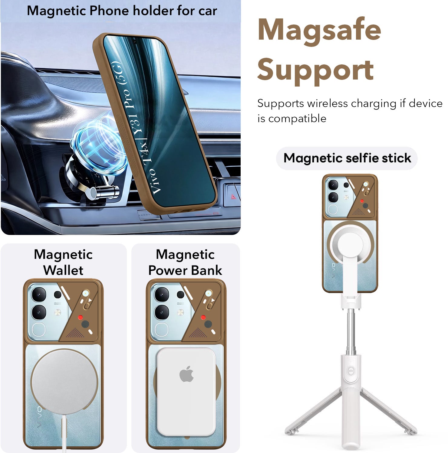 For Vivo T4x | Vivo Y31 Pro Back Cover Case Lifetime Anti-Yellow Clear (Camera Protection | Side Grip | Wireless MagSafe Compatible)
