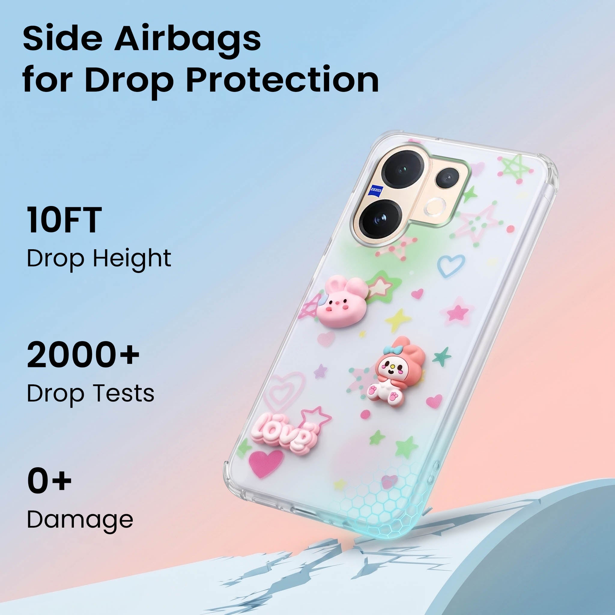 For Vivo V60 | Vivo T4 Pro Back Cover Case (3D Cute Cartoons | Hard Back Side Soft | Matte Premium Finish | HD Printing)