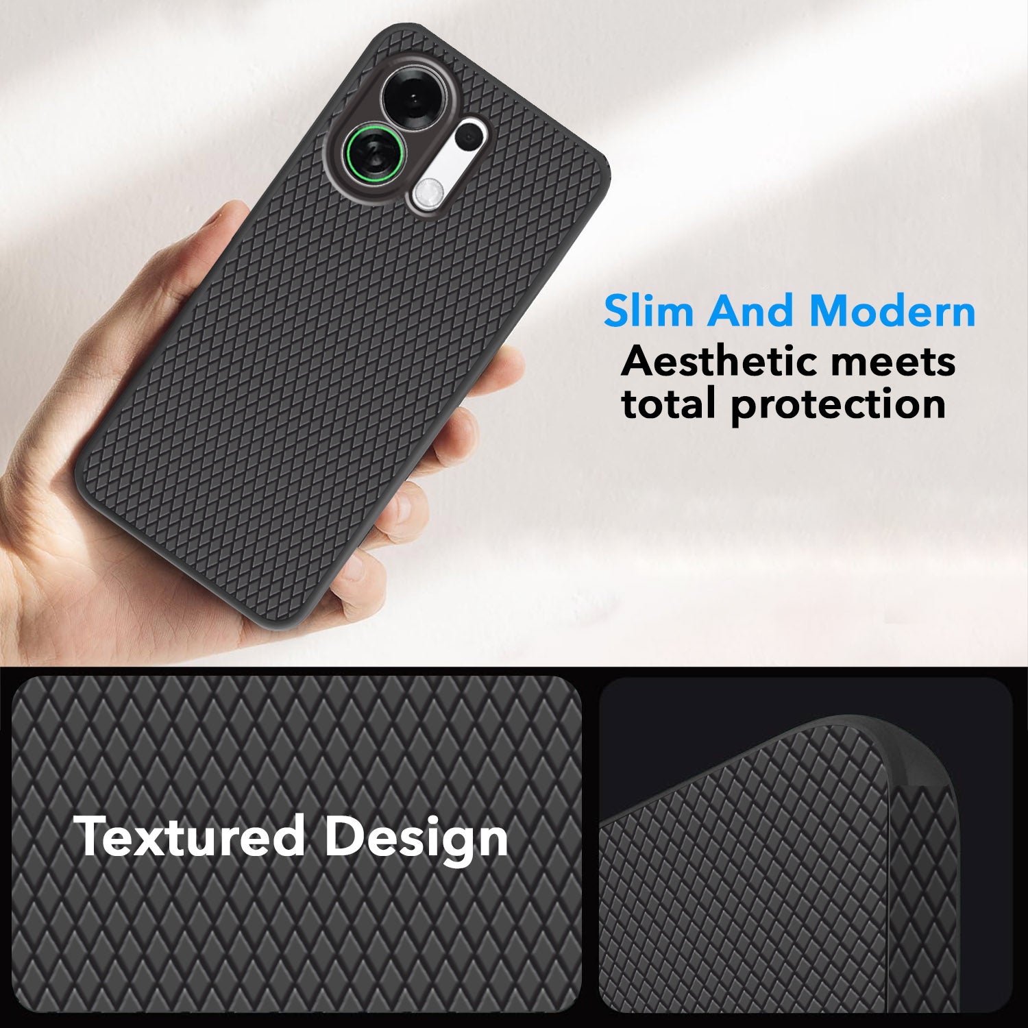 For Oppo K13 Turbo | Oppo K13 Turbo Pro Back Cover Case (Camera Protection | Side Grip Texture | Soft and Flexible)