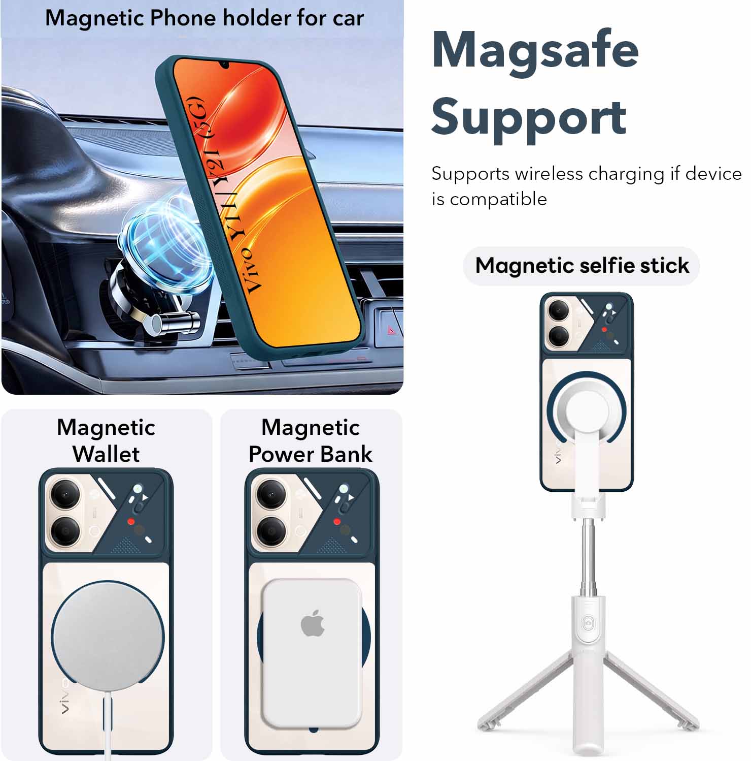 For Vivo Y11 | Vivo Y21 5G Back Cover Case Lifetime Anti-Yellow Clear (Camera Protection | Side Grip | Wireless MagSafe Compatible)