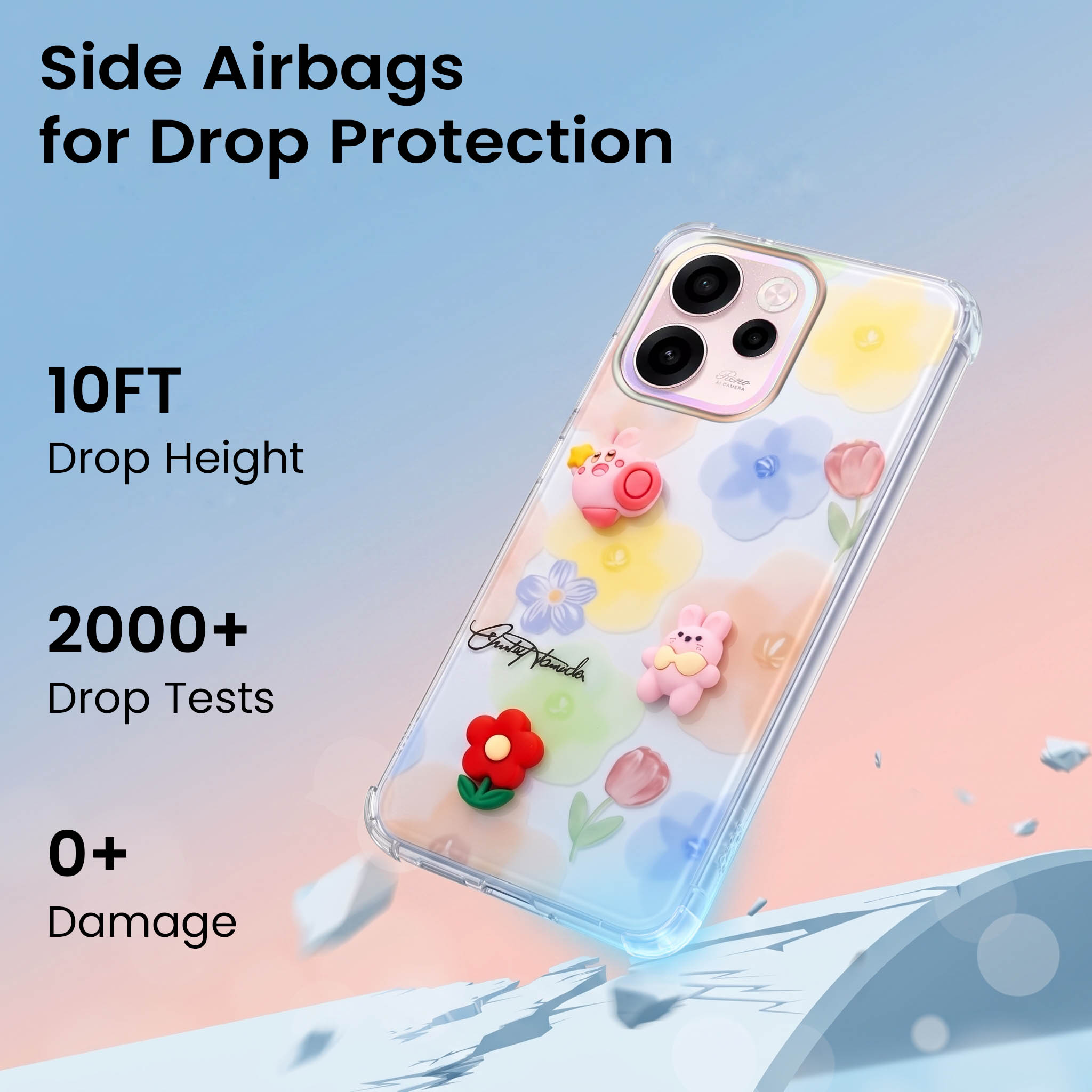 For Oppo Reno 15c Back Cover Case (3D Cute Cartoons | Hard Back Side Soft | Matte Premium Finish | HD Printing)