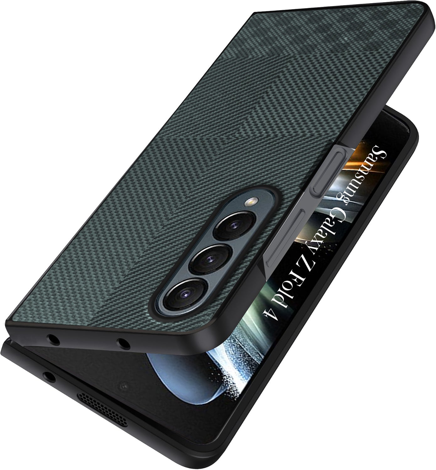 For Samsung Galaxy Z Fold 4 5G Back Flip Case Cover (Craft Printed Design | Hybrid Texture | Inside Microfiber Cloth)