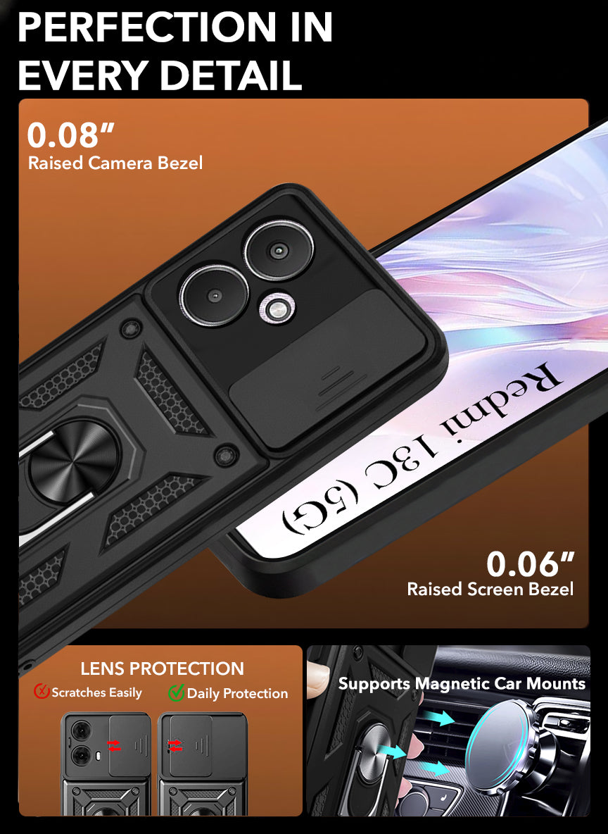 For Xiaomi Redmi 13C 5G Back Case Cover (Hybrid Dual Armor Polycarbonate)