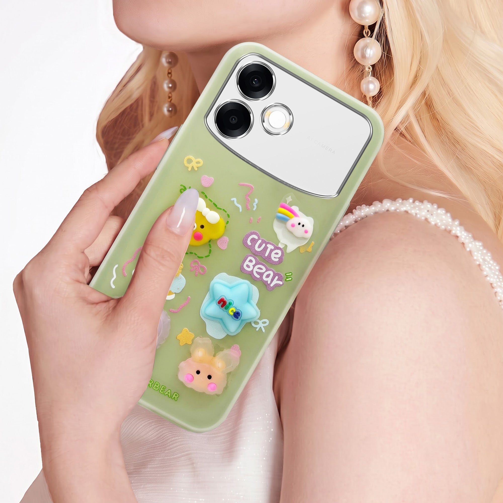 For Oppo F33 Pro 5G Back Cover Case (3D Cute Cartoons | Hard Back Side Soft | Matte Premium Finish | HD Printing)