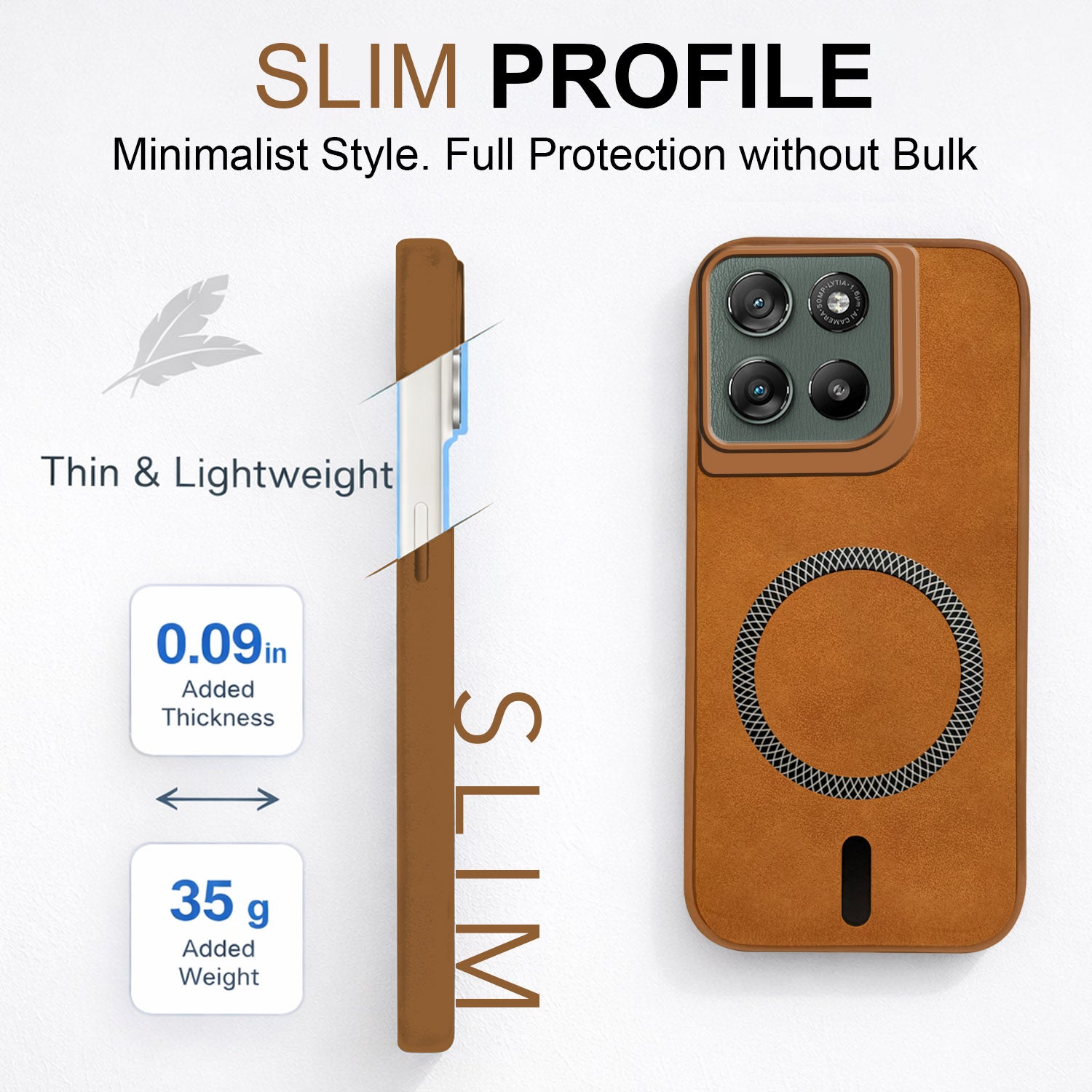 For Motorola Moto G67 Power | G57 Power Back Cover Case Leather Finish (MagSafe Compatible Wireless Charging | Soft Touch | Camera Bump Protection)