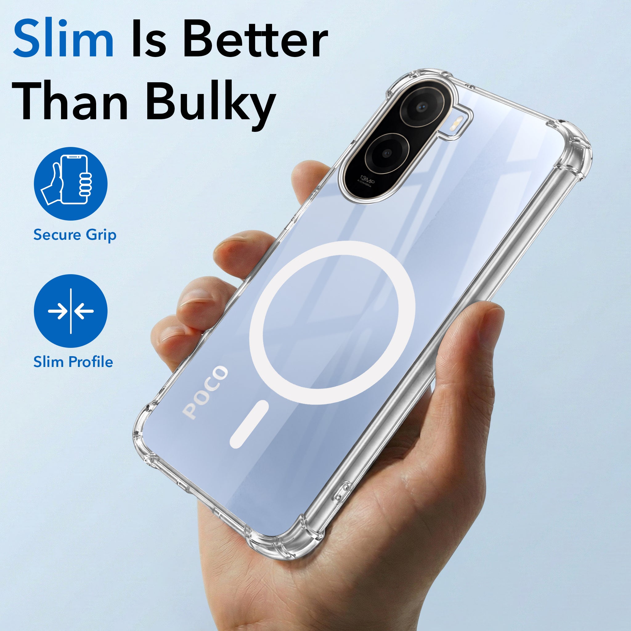 For Poco C81 5G Back Cover Shockproof Crystal-Clear (Magsafe Wireless Support | Drop & Camera Protection | Hard Polycarbonate)